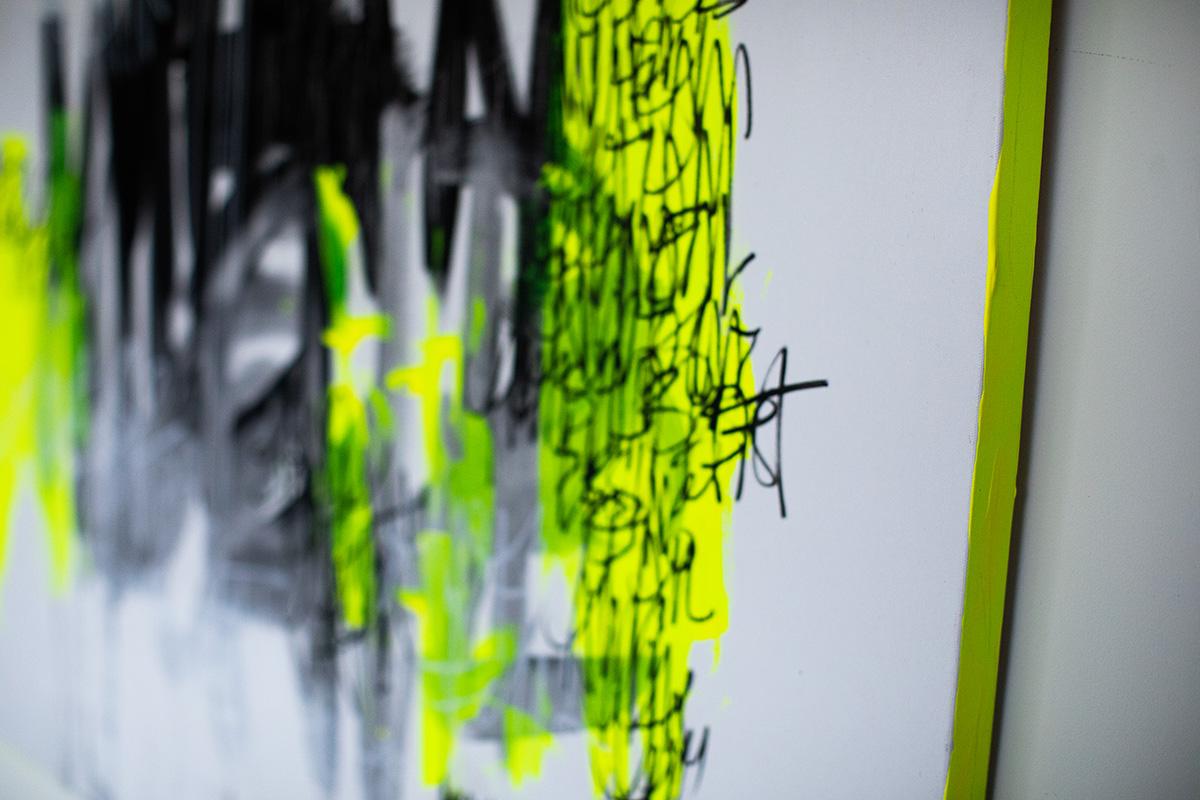 Contemporary Art, Yellow Neon Painting, Graffiti Art-Ignition For Sale 3
