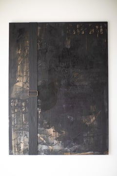 Contemporary Painting, Black Painting, Mixed Media Art-Tethered Ash