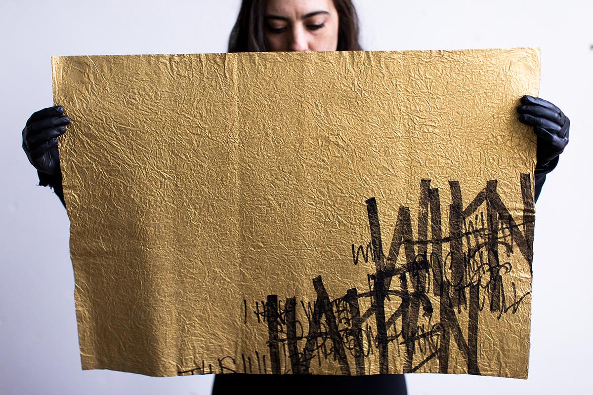 Arte de letras doradas y negras, pinturas abstractas, arte de graffiti-¿Y ahora qué? 2