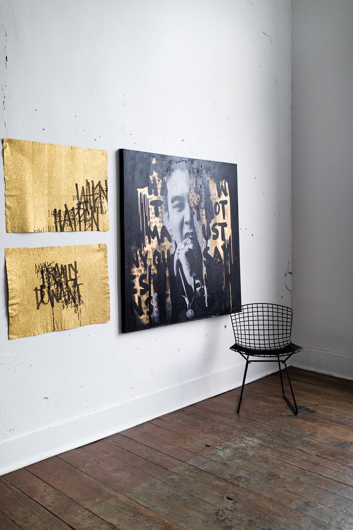 Arte de letras doradas y negras, pinturas abstractas, arte de graffiti-¿Y ahora qué? 4