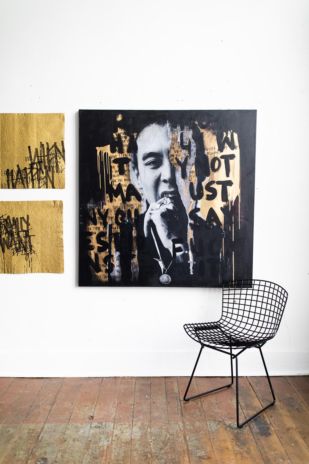 Arte de letras doradas y negras, pinturas abstractas, arte de graffiti-¿Y ahora qué? 6