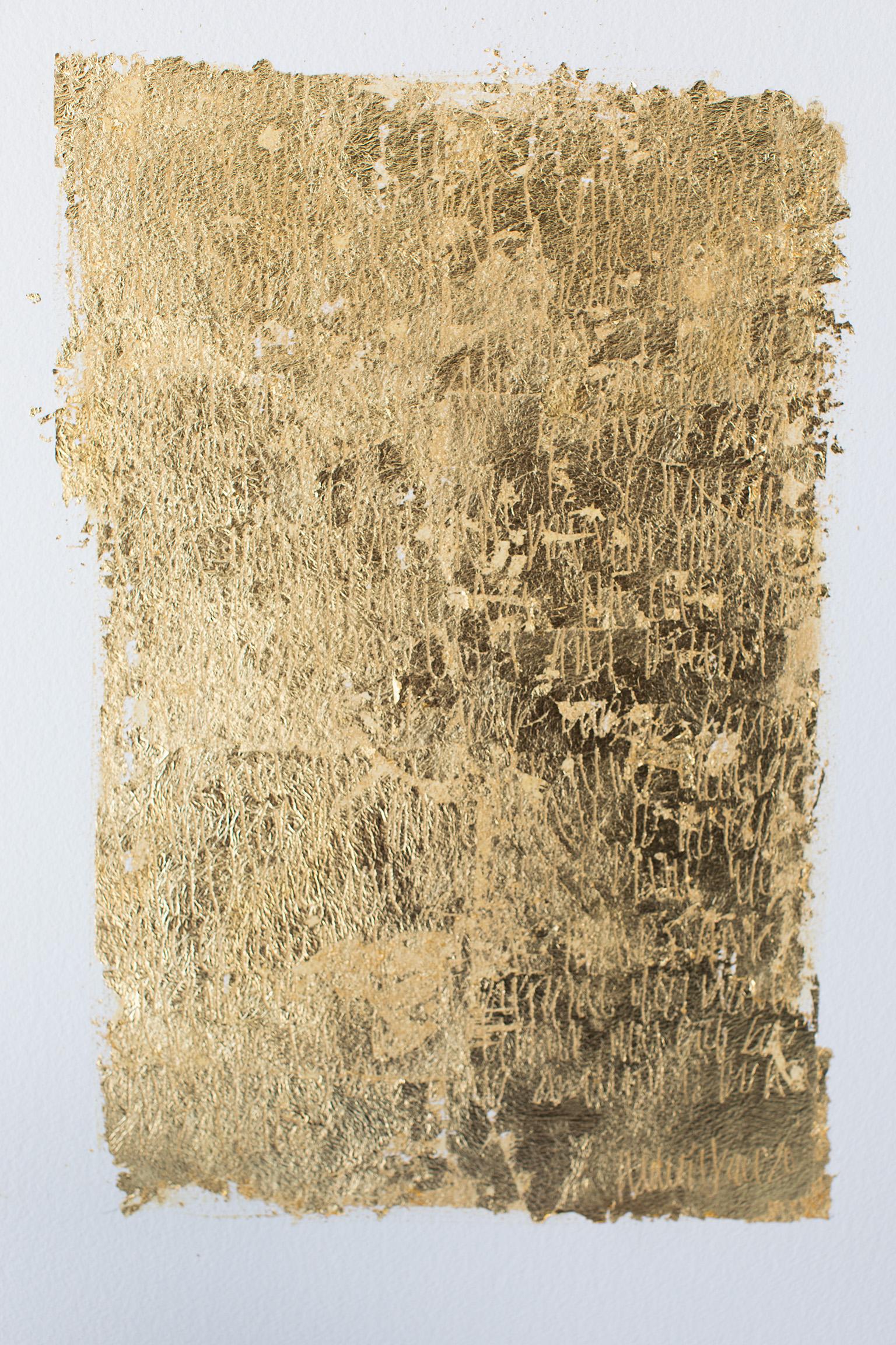 Pintura en pan de oro, Arte abstracto, Arte abstracto dorado-El espacio entre sencillo - Painting Abstracto de Addison Jones