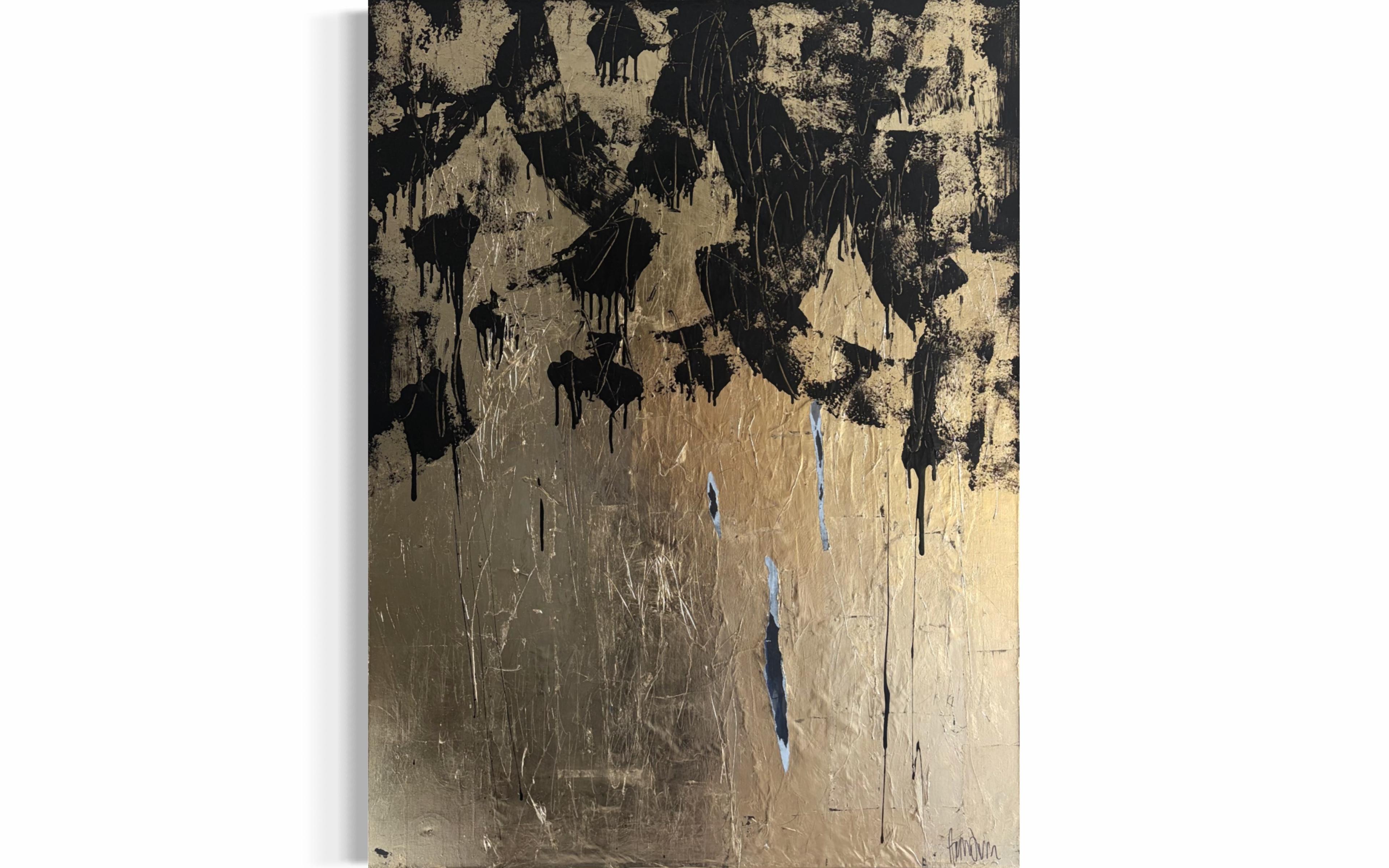 Gold Leaf Painting, Abstract Gold Painting, Abstract gold leaf, Nai