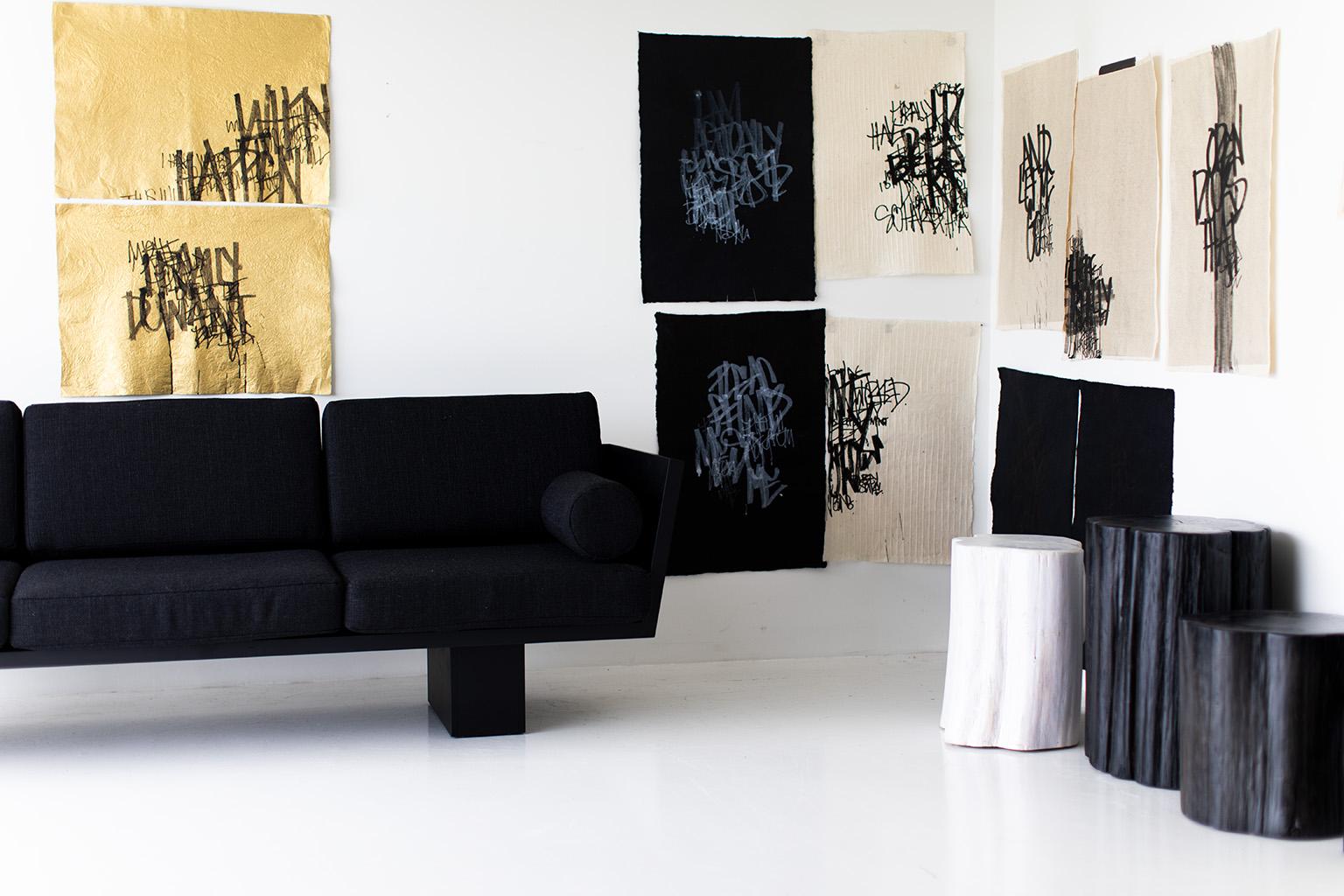 Peintures abstraites, art graffiti noir et blanc, art moderne sans inscription en vente 6