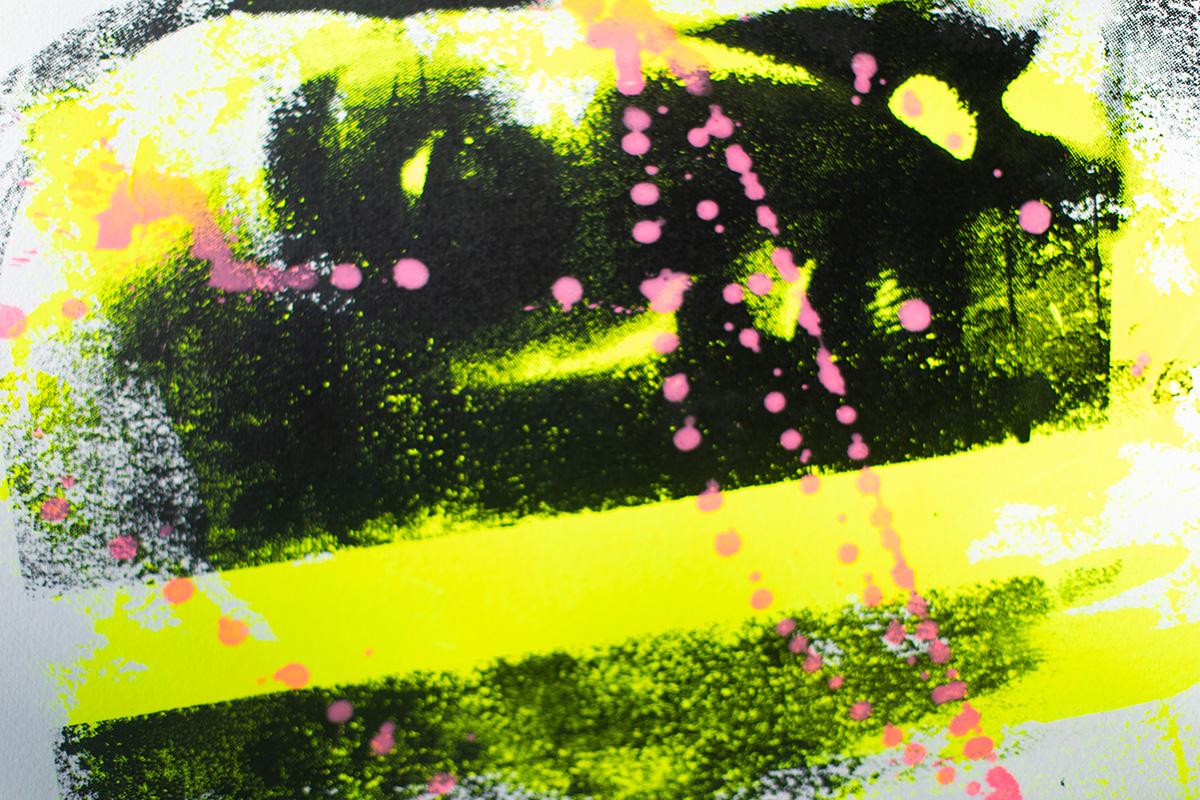 Neon Pop Art, Portrait Artwork, Yellow Portrait Art-Antithesis Charm - Abstract Painting by Addison Jones
