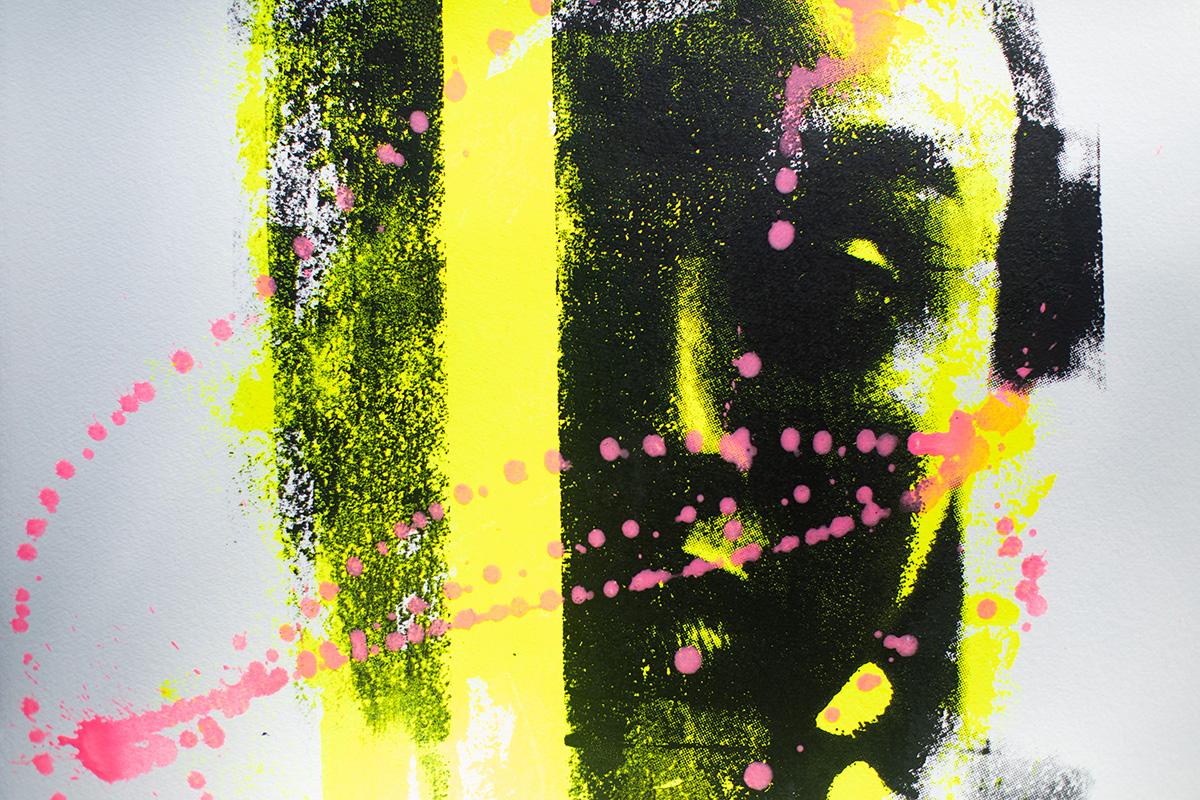 Neon Pop Art, Portrait Artwork, Yellow Portrait Art-Antithesis Charm For Sale 1