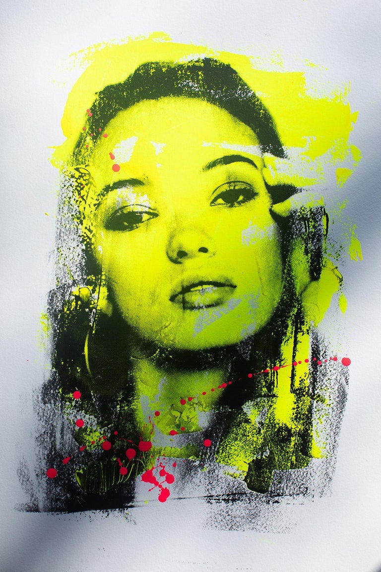 Addison Jones Pop Painting, Yellow Pop Painting, Portrait ArtworkPop Chic For Sale at 1stDibs