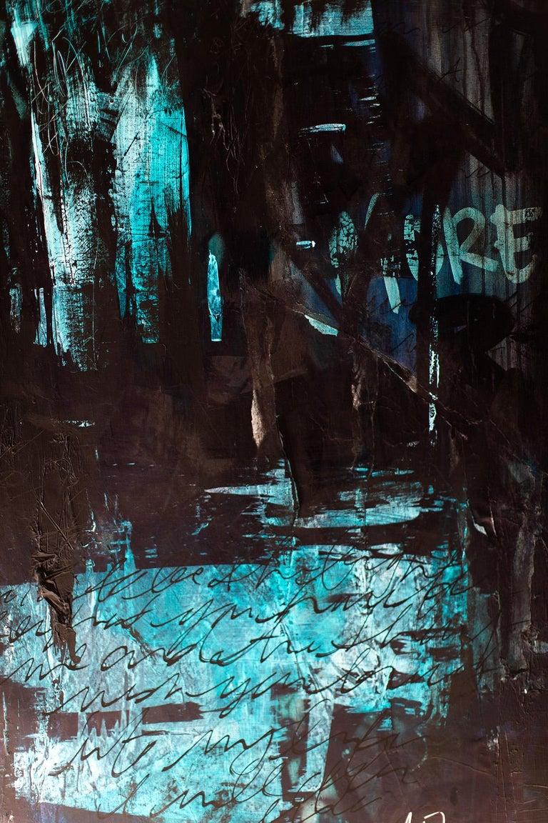 Addison Jones Abstract Painting – "Transformative Hue", Blaues Gemälde in Mischtechnik, 2020