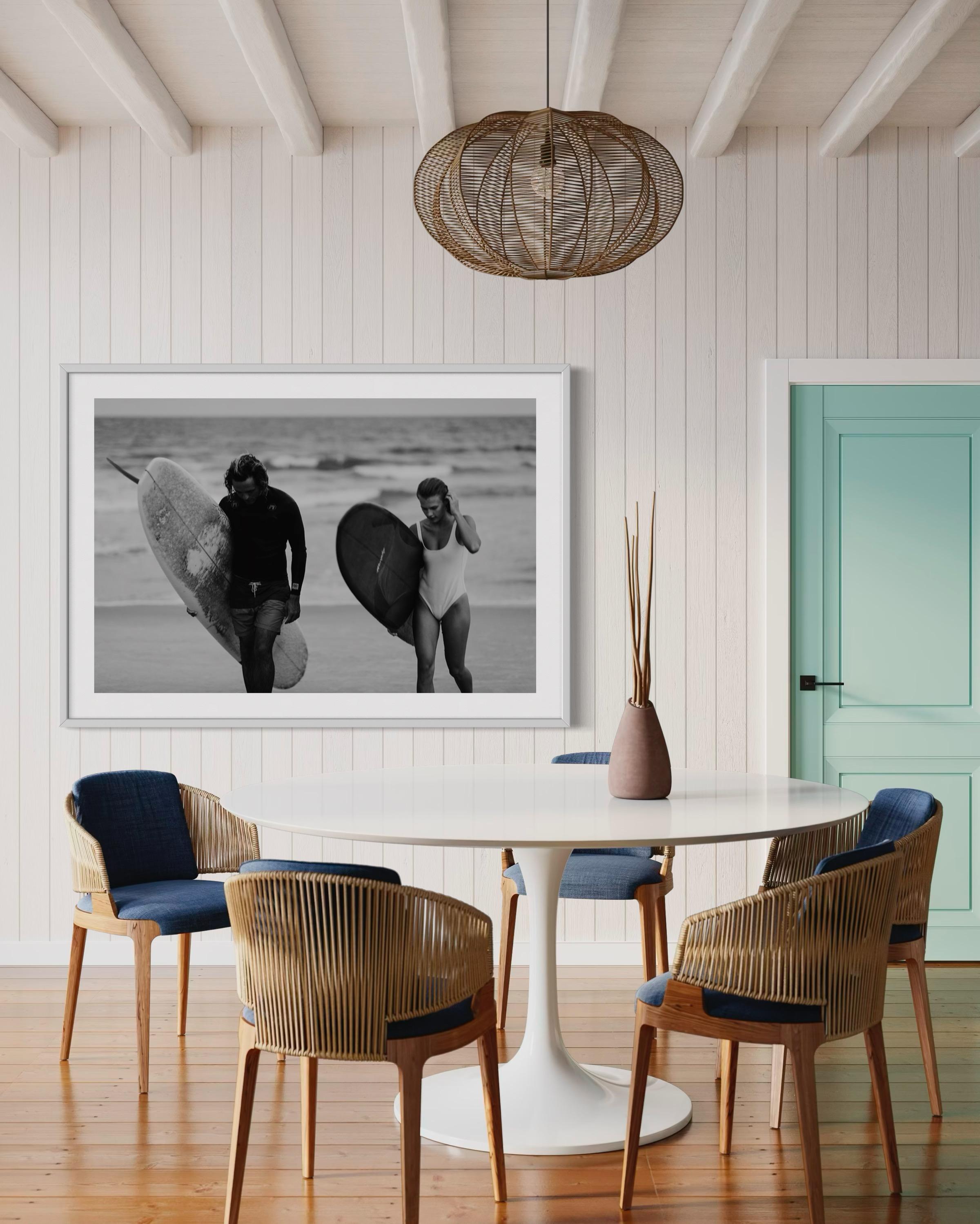 Contemporary Art, Surfers with Surfboards on a Beach-Oceanside Trist 914 For Sale 2
