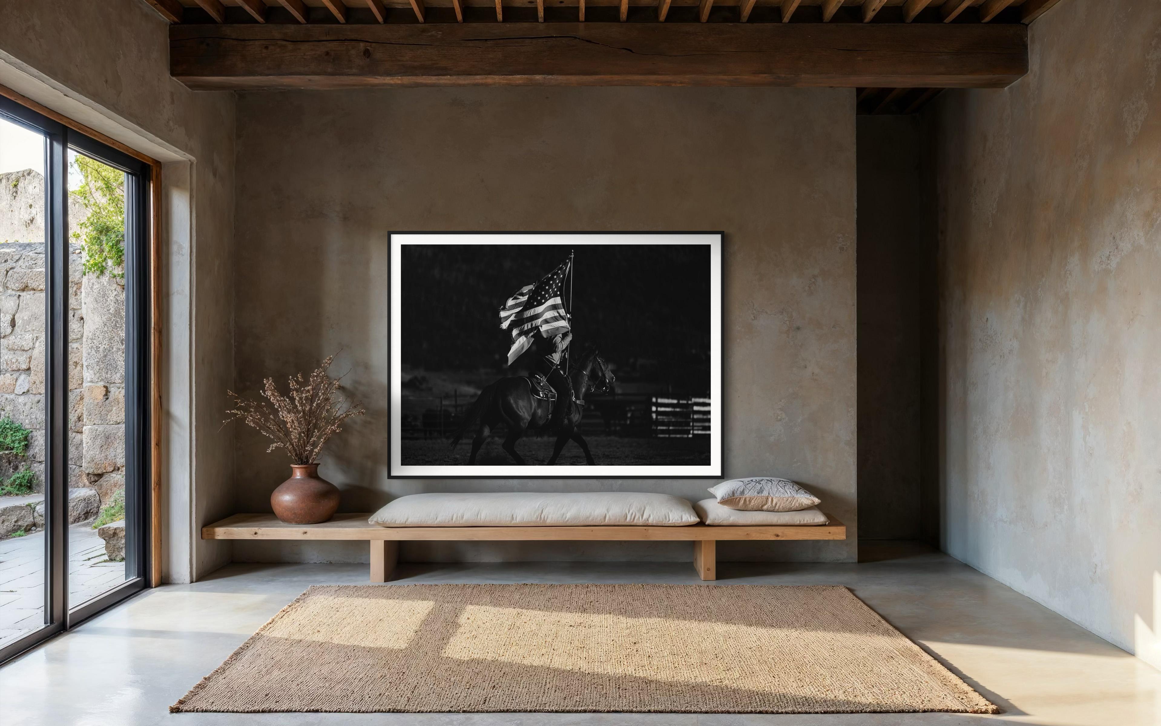 Rodeo-Fotografie, Schwarz-Weiß-Fotografie, Pferde-Kunst- Reiter Cavalier (Zeitgenössisch), Photograph, von Addison Jones