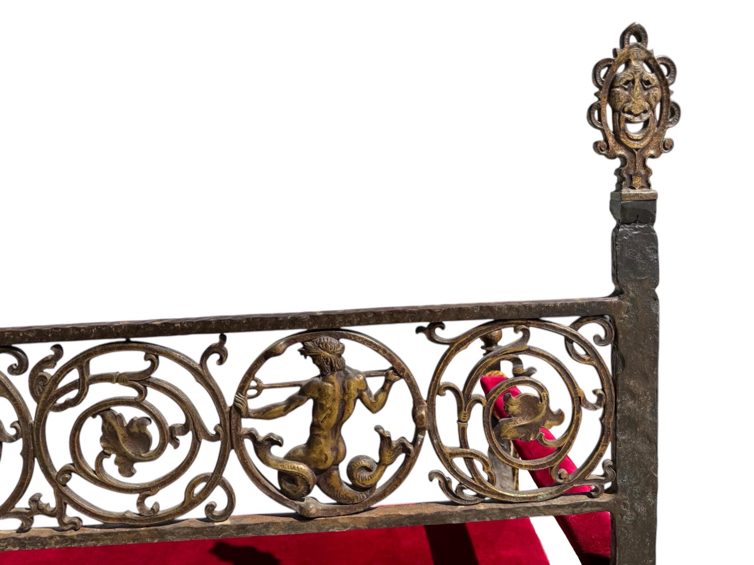 Banc Addison Mizner en bronze et fer forgé Bon état - En vente à Sarasota, FL