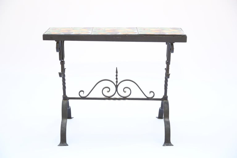 Addison Mizner Iron Tile Top Accent Table For Sale at 1stDibs