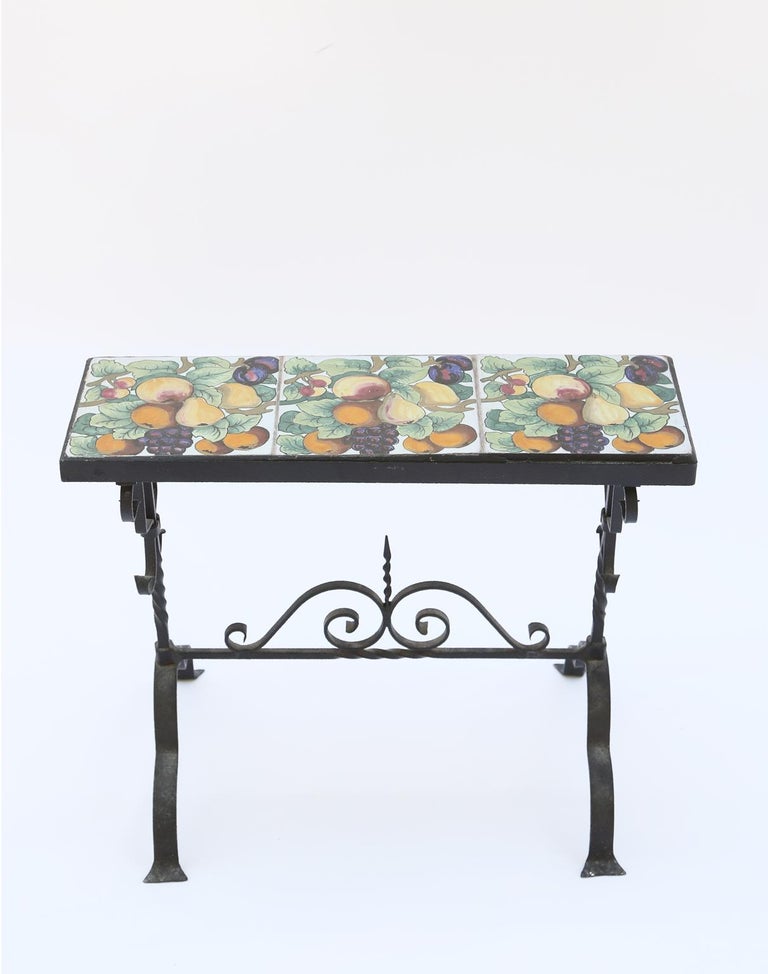 Addison Mizner Iron Tile Top Accent Table For Sale at 1stDibs