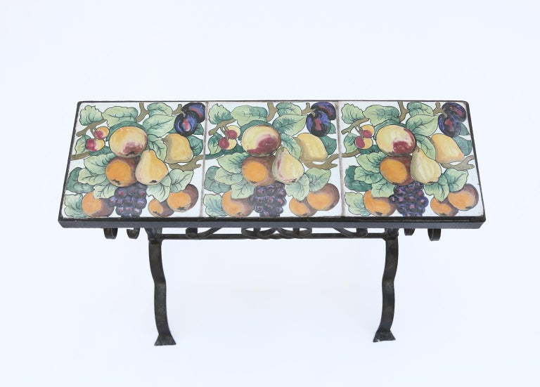 Addison Mizner Iron Tile Top Accent Table For Sale at 1stDibs