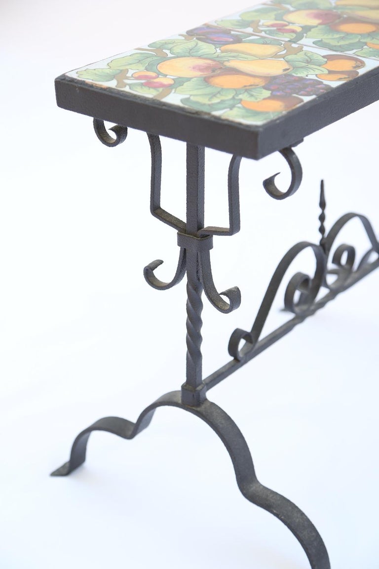 Addison Mizner Iron Tile Top Accent Table For Sale at 1stDibs