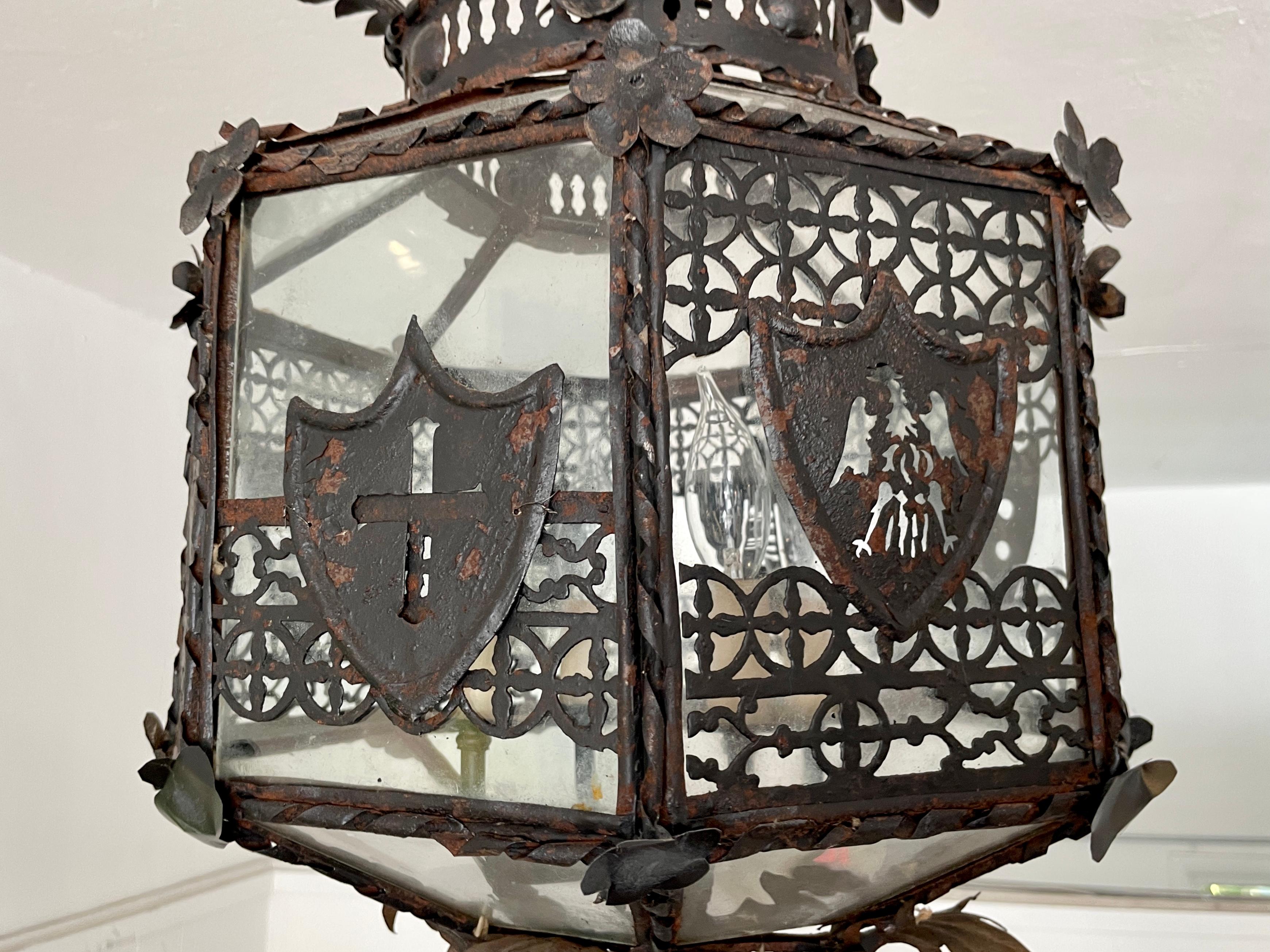 Addison Mizner Metal Ceiling Lamp For Sale 4
