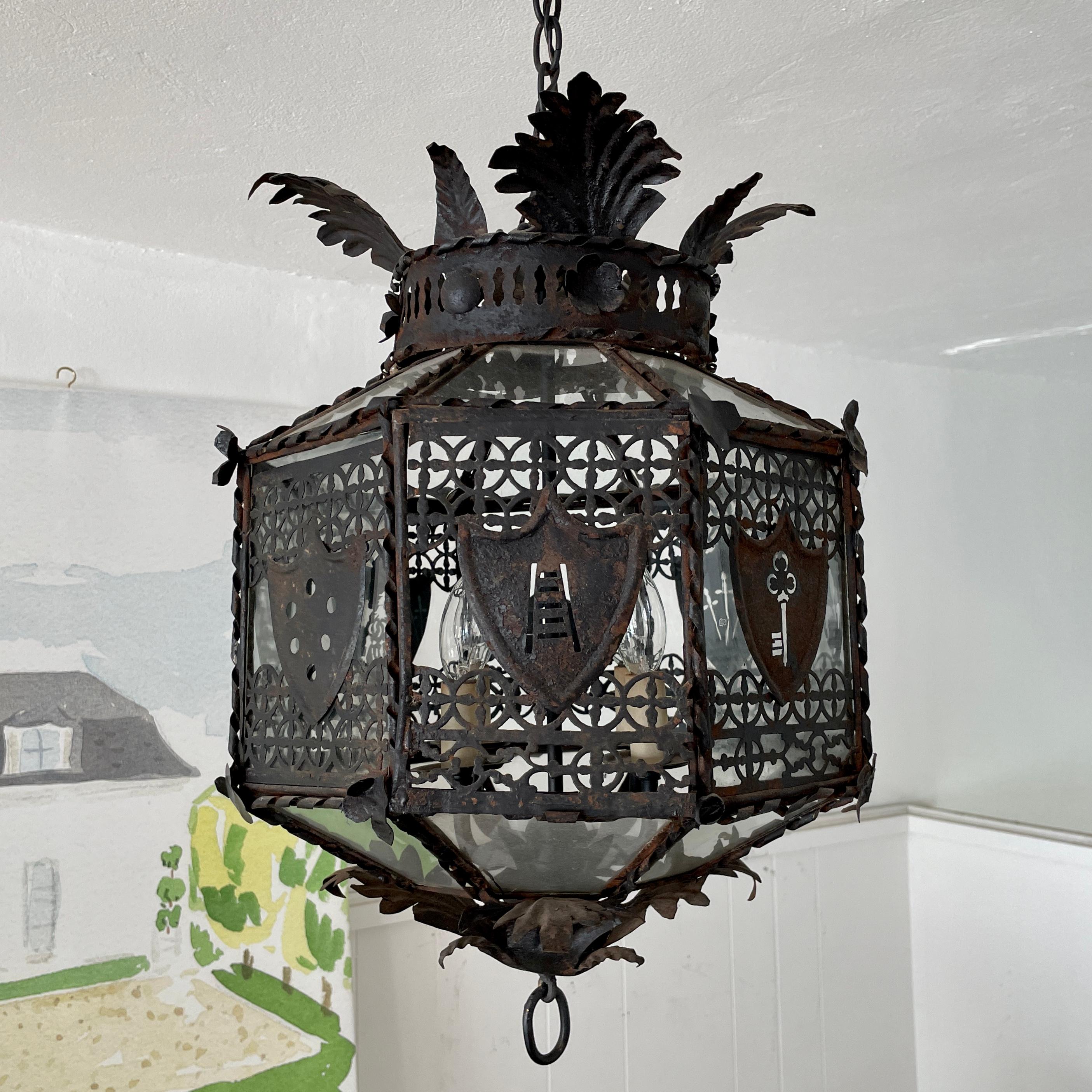 Other Addison Mizner Metal Ceiling Lamp For Sale