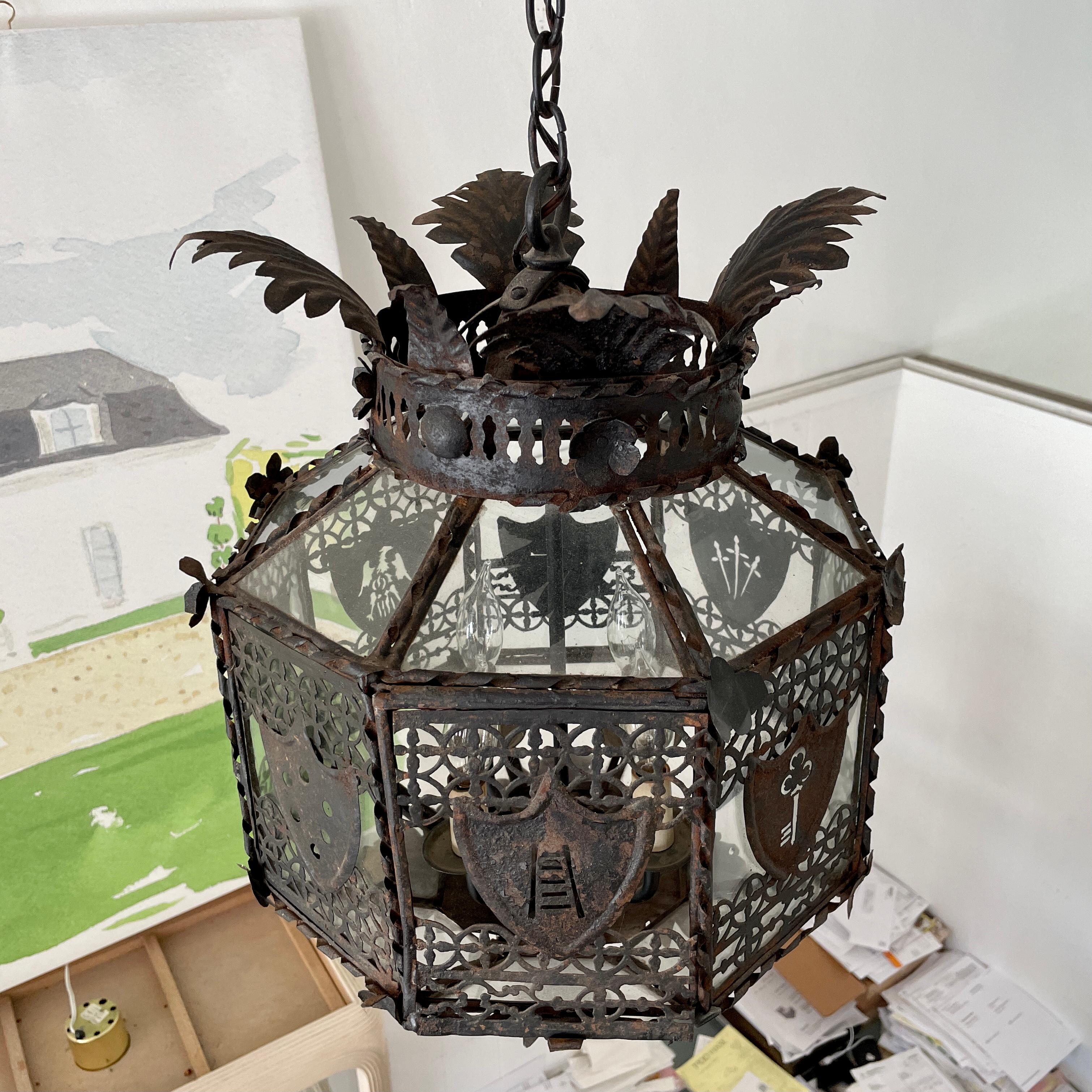American Addison Mizner Metal Ceiling Lamp For Sale