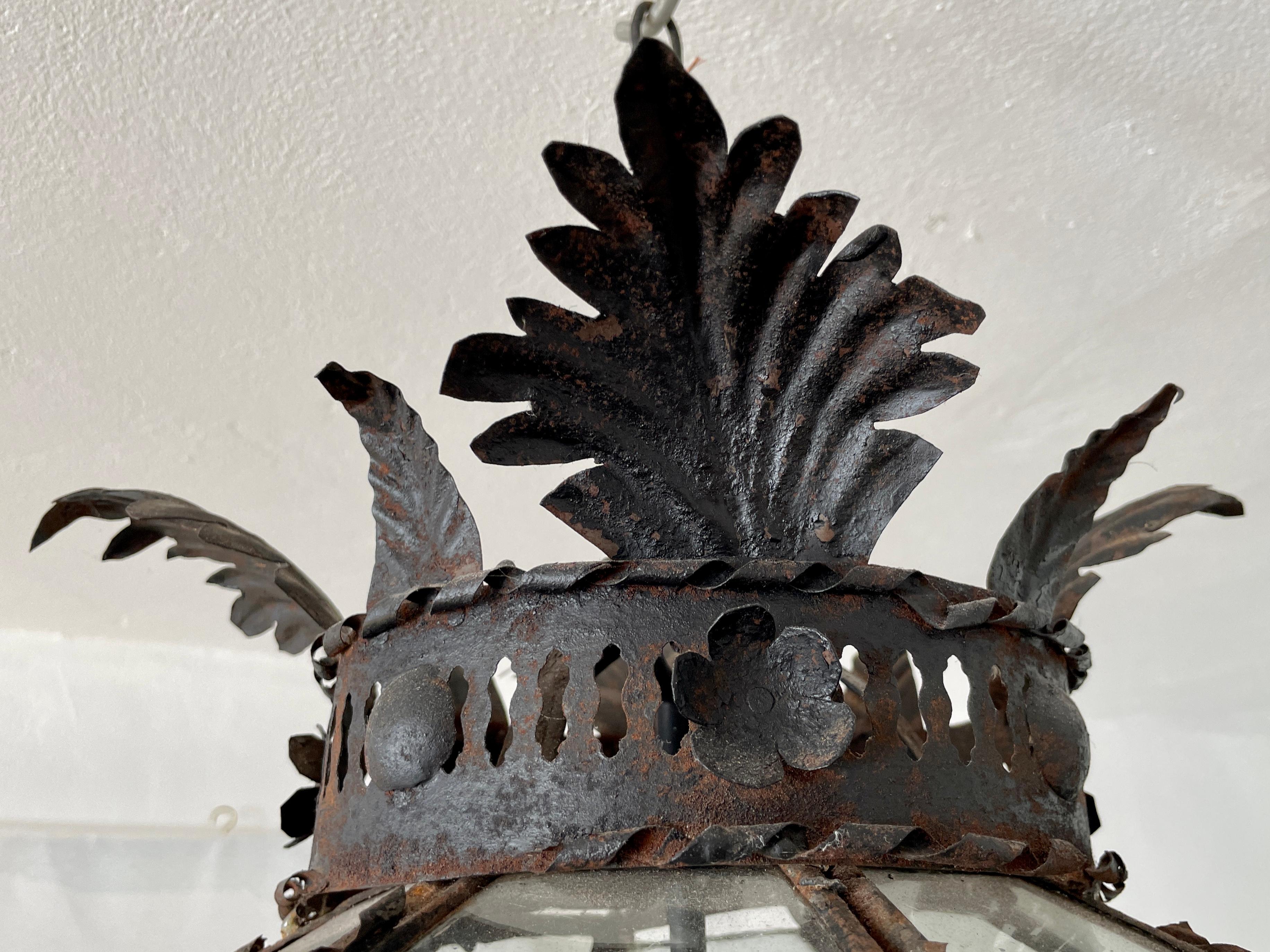 Early 20th Century Addison Mizner Metal Ceiling Lamp For Sale