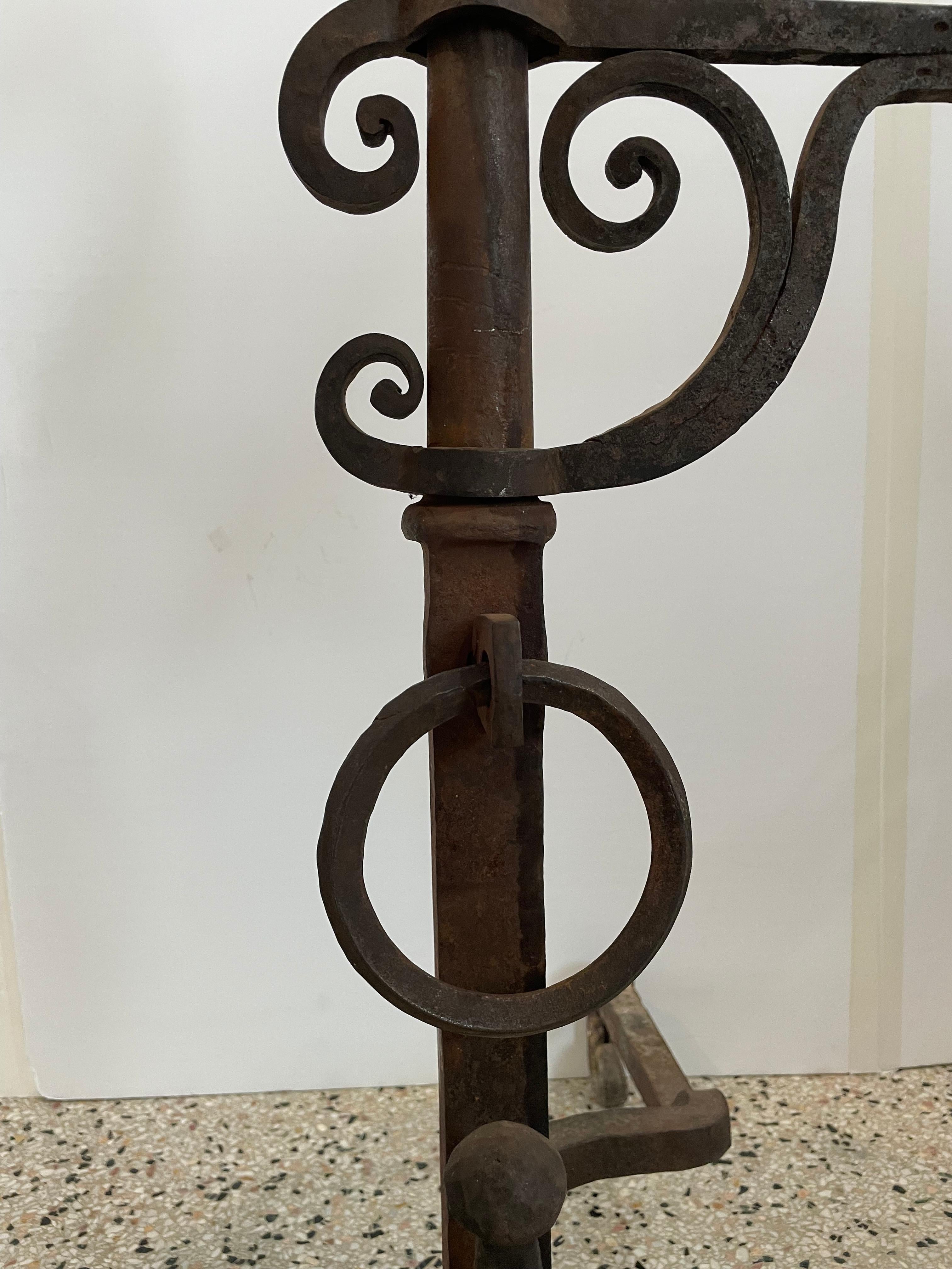 Addison Mizner Spanish Colonial Style Andirons For Sale 9