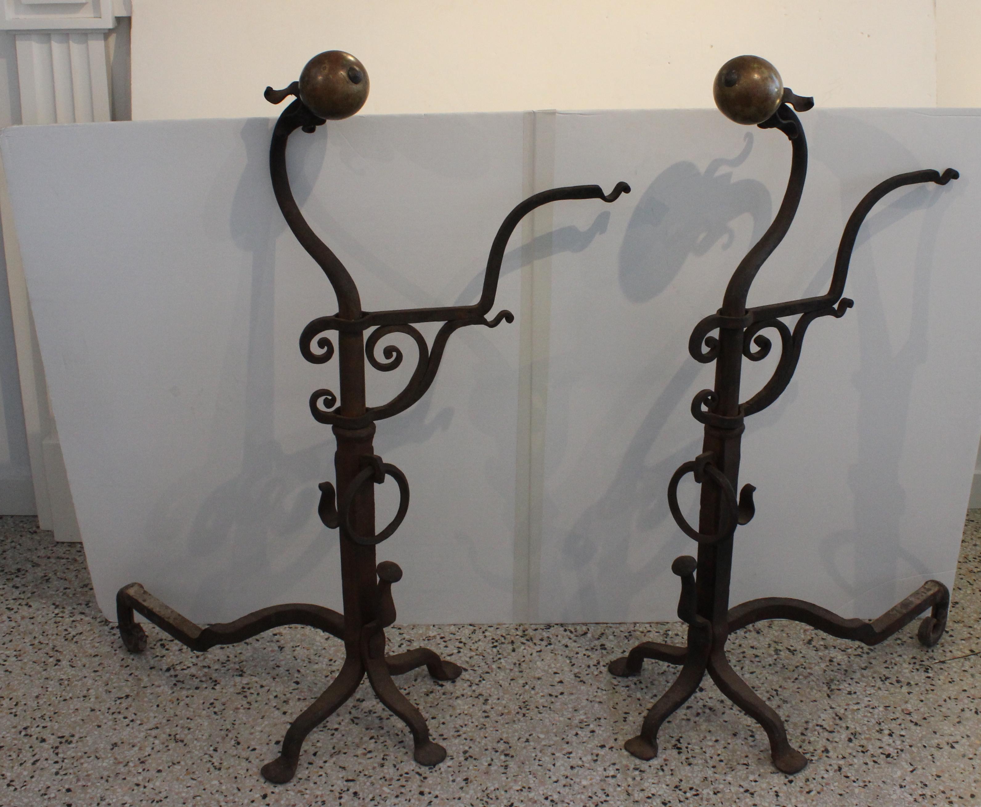 Addison Mizner Spanish Colonial Style Andirons For Sale 10