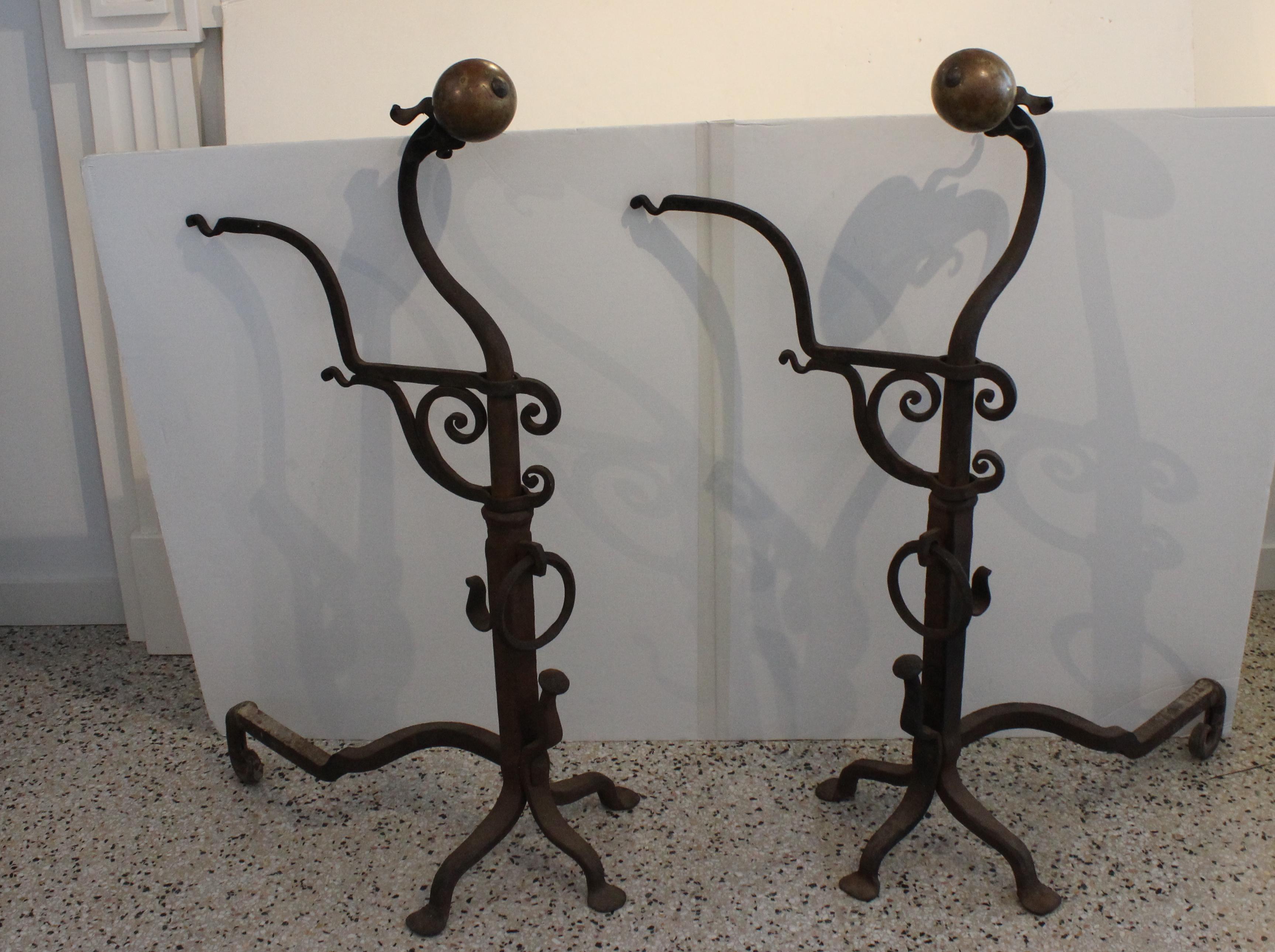Addison Mizner Spanish Colonial Style Andirons For Sale 11