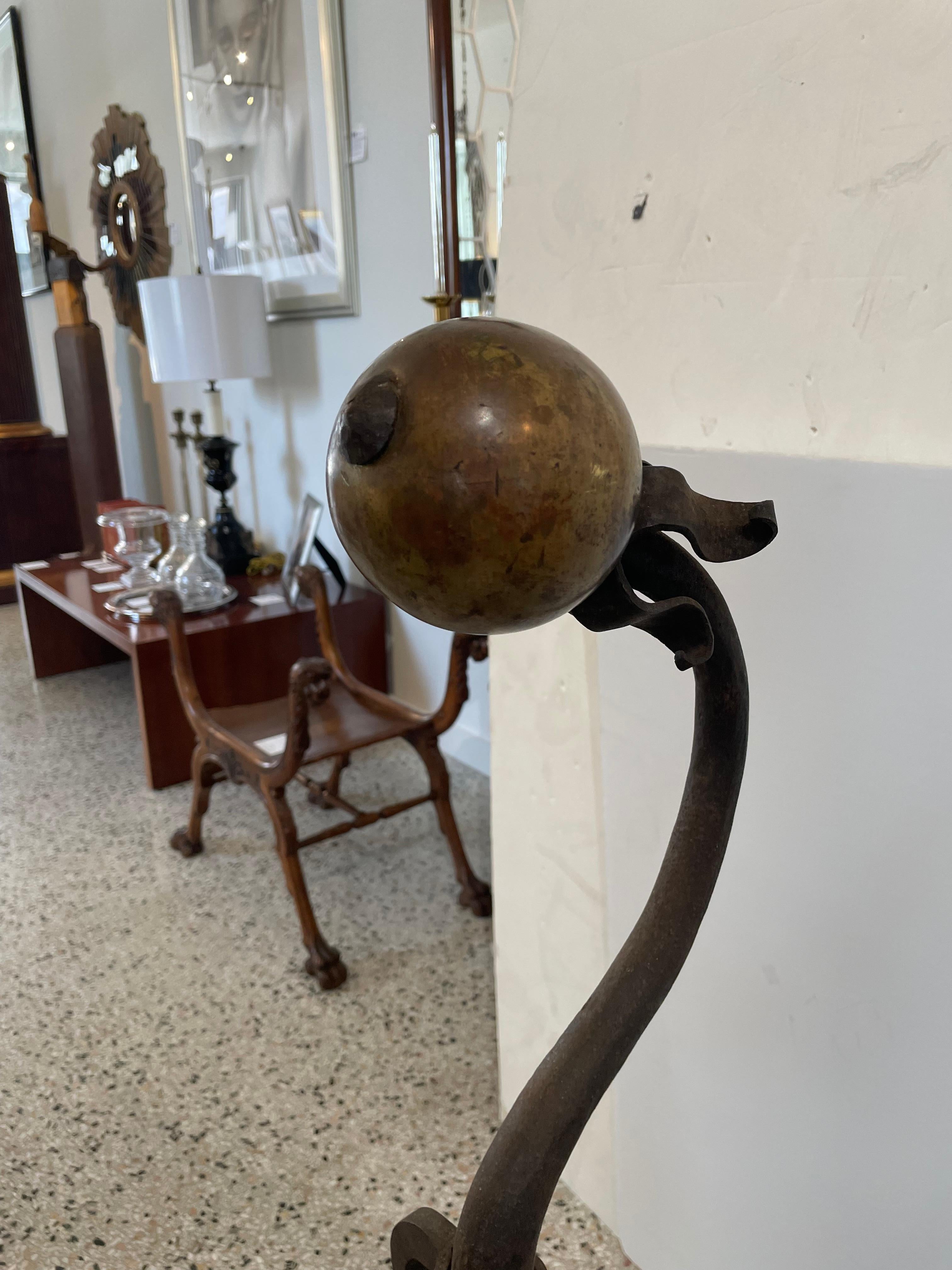 Brass Addison Mizner Spanish Colonial Style Andirons For Sale