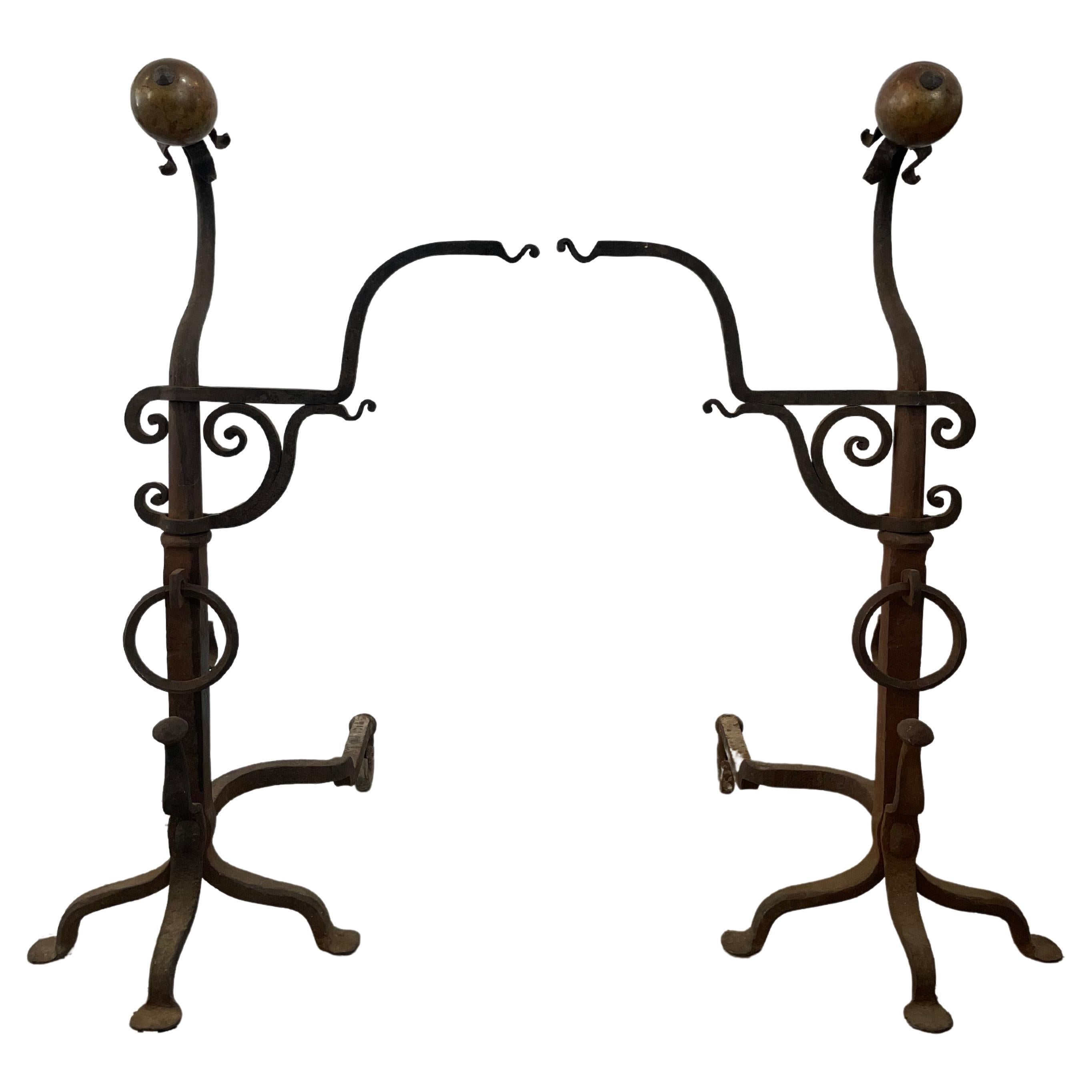 Addison Mizner Spanish Colonial Style Andirons For Sale