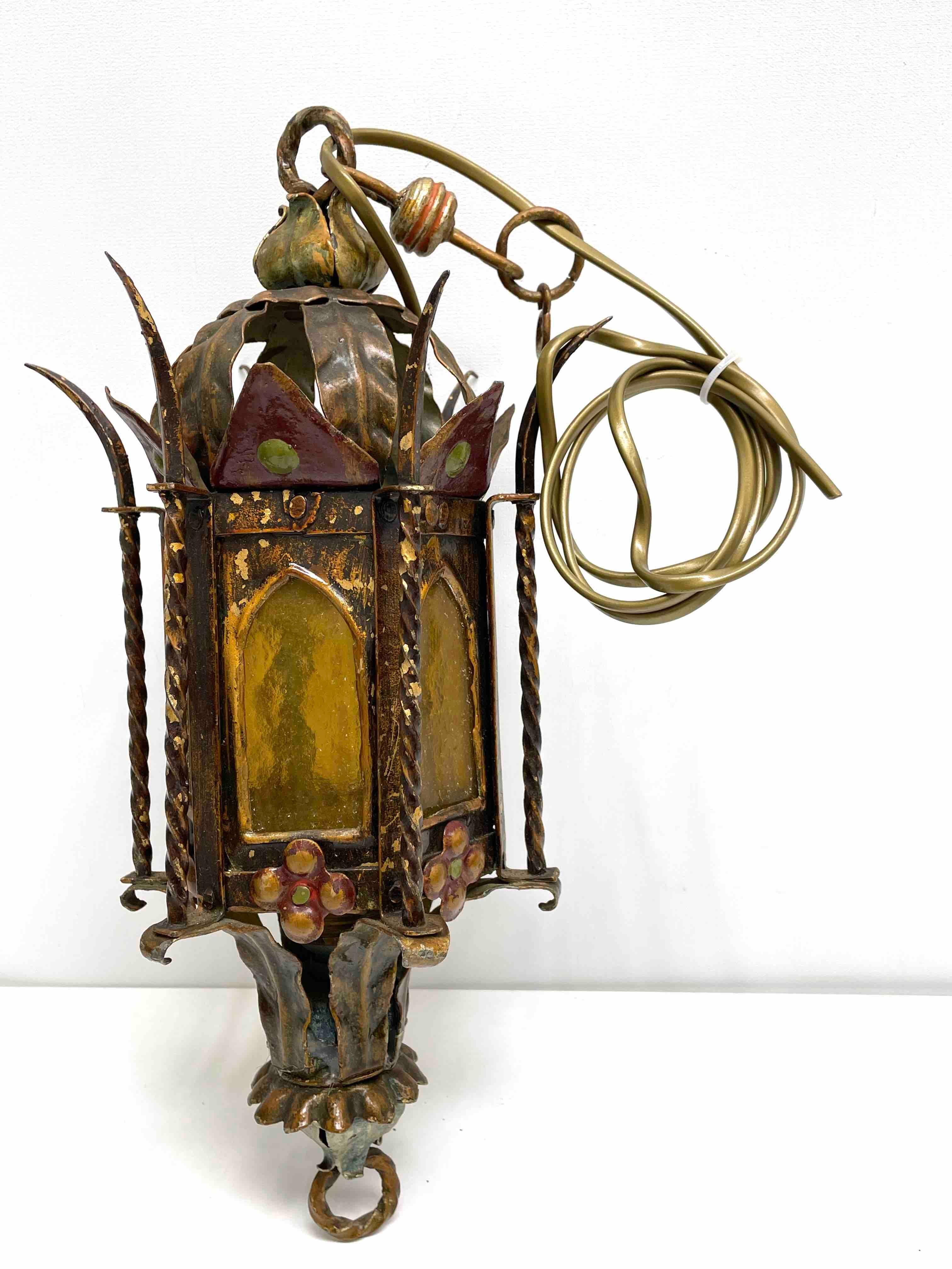 Addison Mizner Style Spanish Colonial Chandelier Lantern, Europe, 1960s For Sale 5