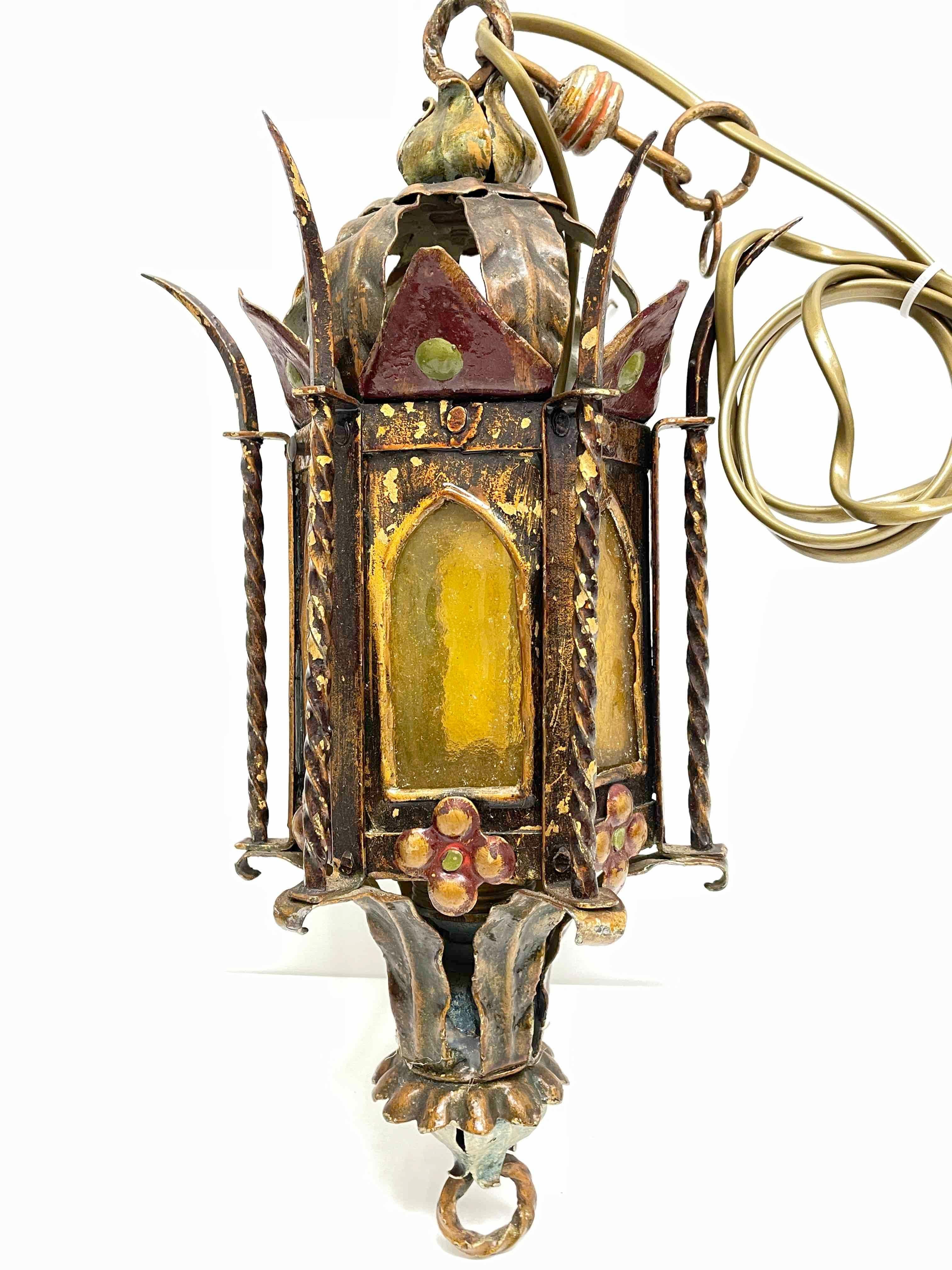 Addison Mizner Style Spanish Colonial Chandelier Lantern, Europe, 1960s For Sale 8
