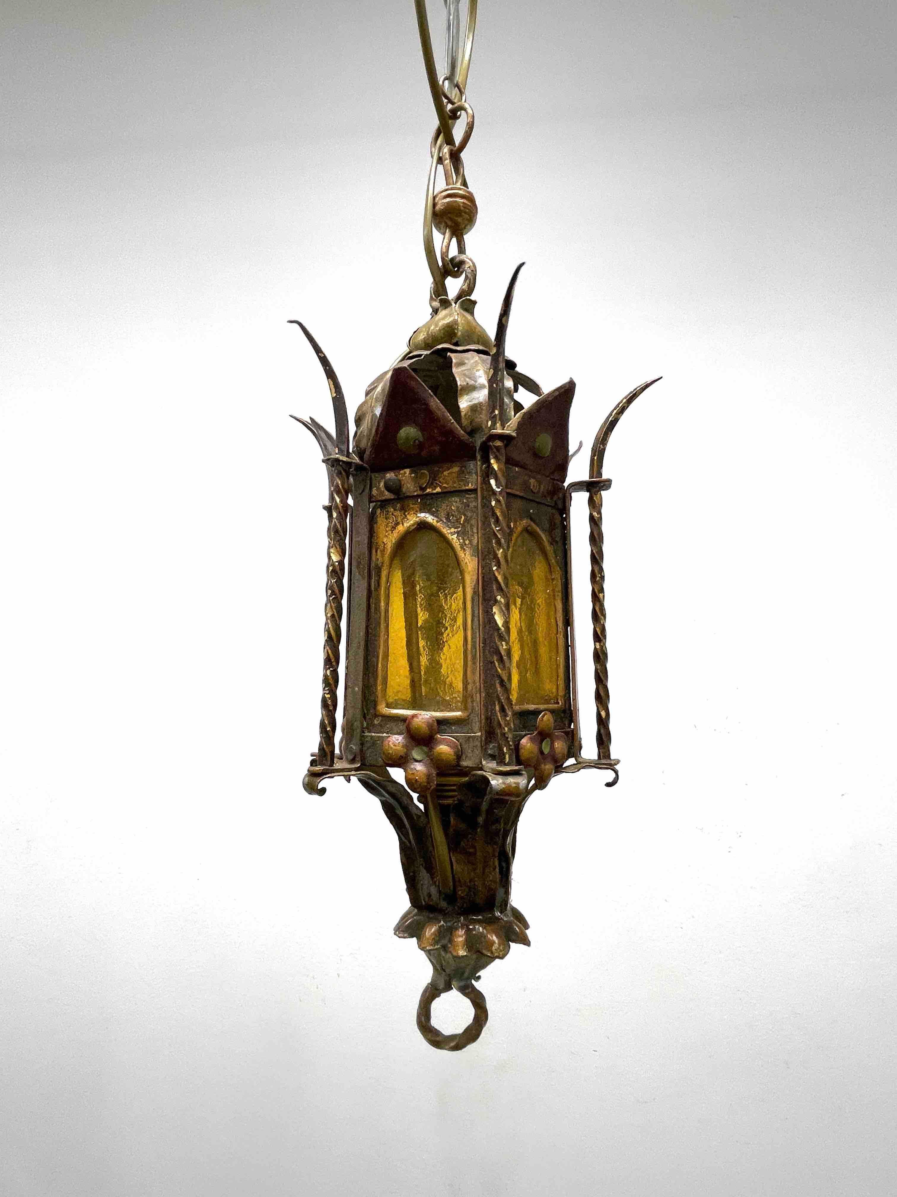 Addison Mizner Style Spanish Colonial Chandelier Lantern, Europe, 1960s In Good Condition For Sale In Nuernberg, DE