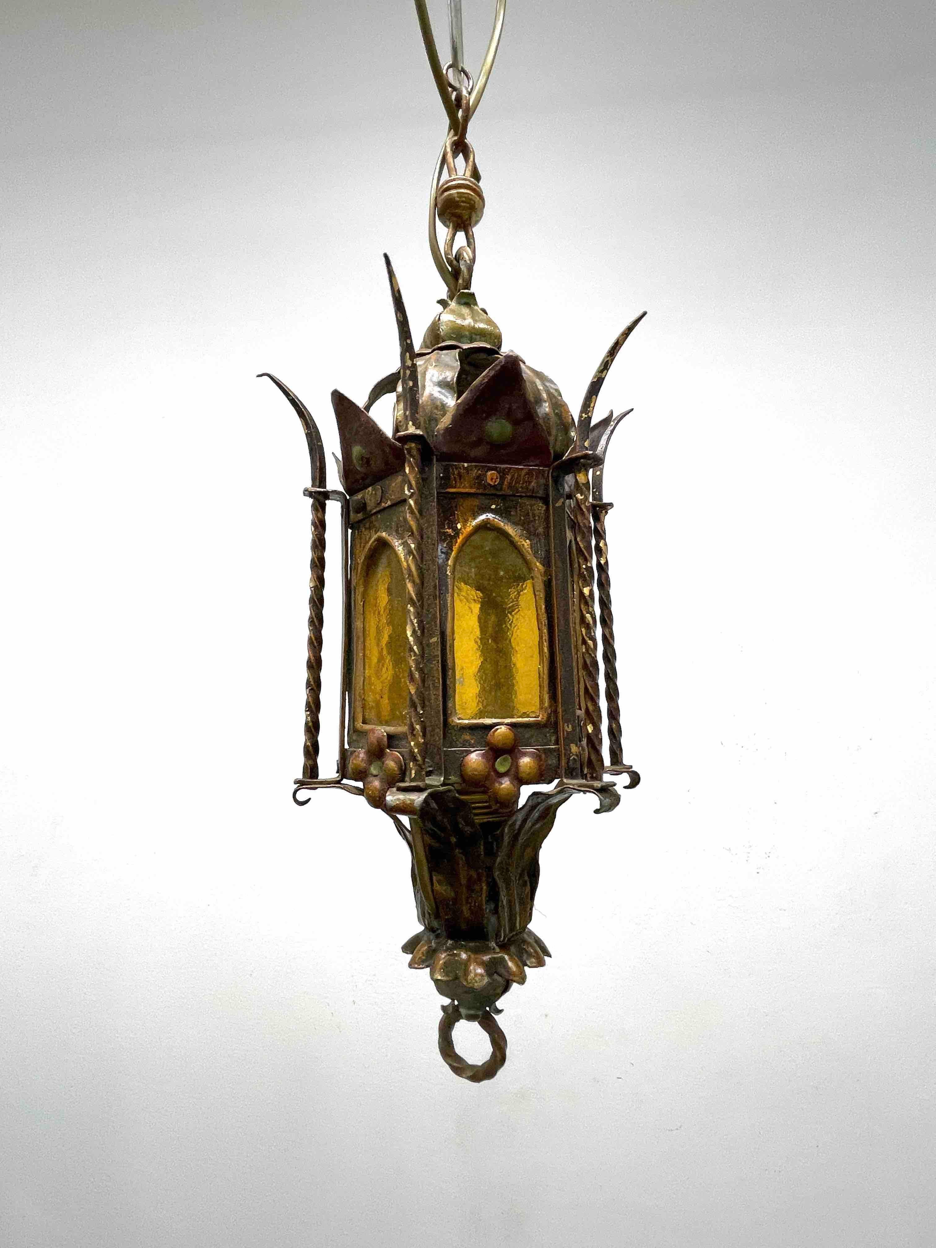 Mid-20th Century Addison Mizner Style Spanish Colonial Chandelier Lantern, Europe, 1960s For Sale