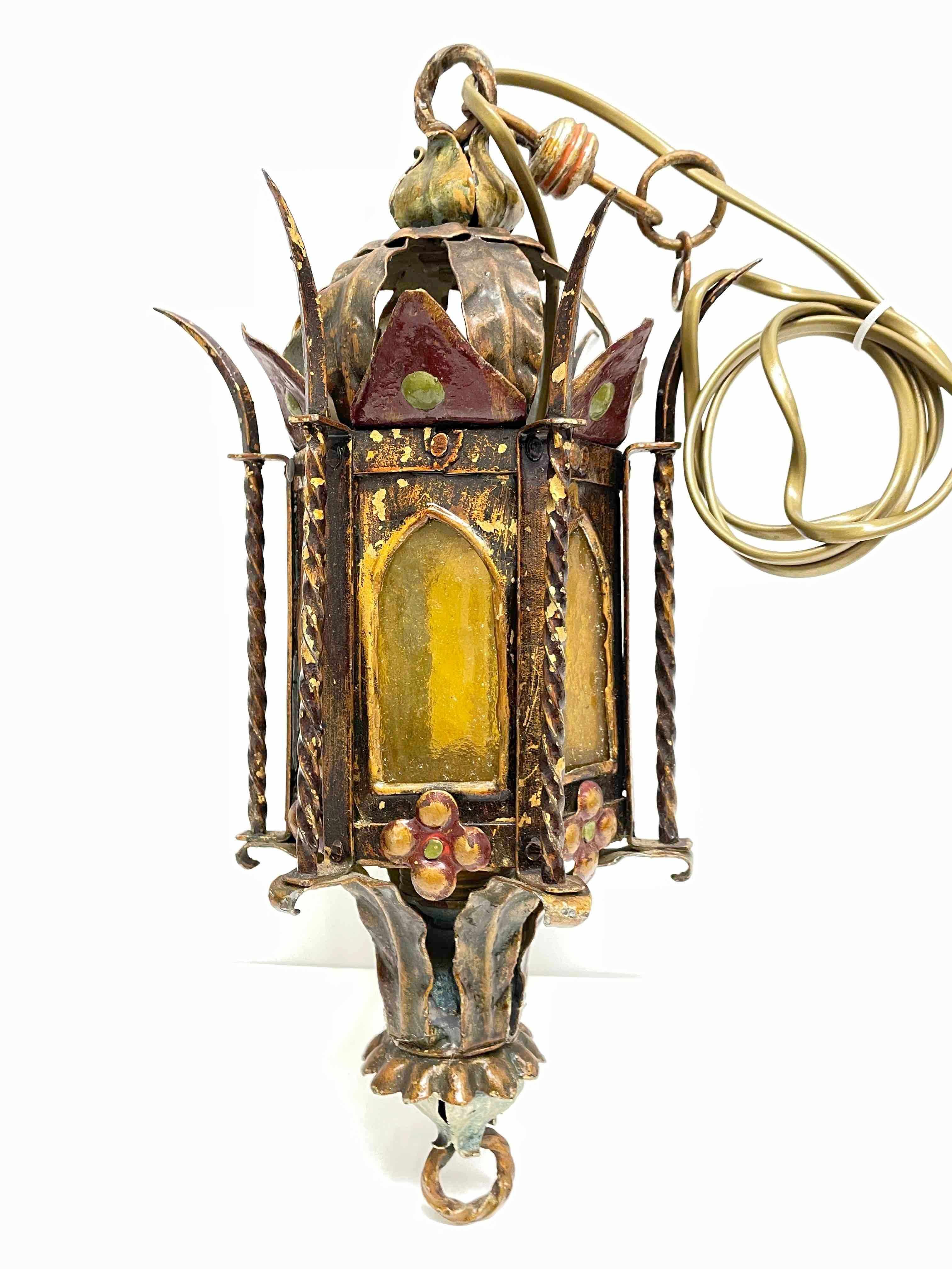 Addison Mizner Style Spanish Colonial Chandelier Lantern, Europe, 1960s For Sale 2