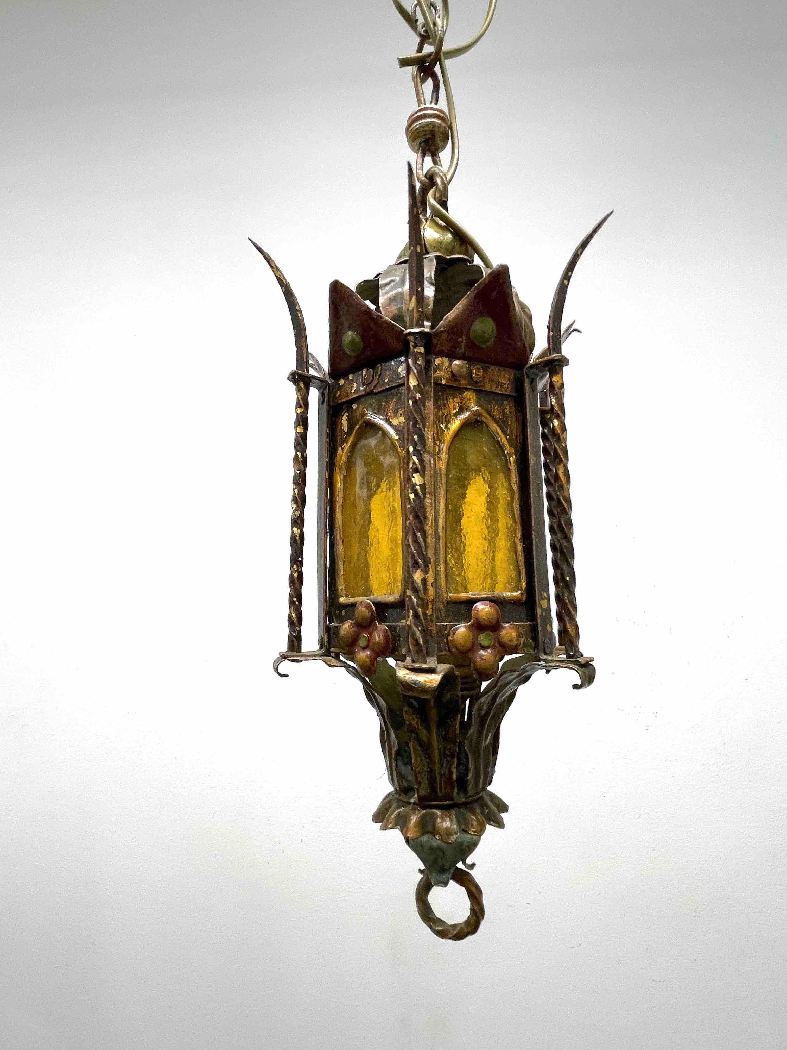 Addison Mizner Style Spanish Colonial Chandelier Lantern, Europe, 1960s For Sale 3