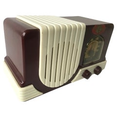 Antique Addison Model 2 “Waterfall” Maroon and White Catalin Tube Radio, 1940