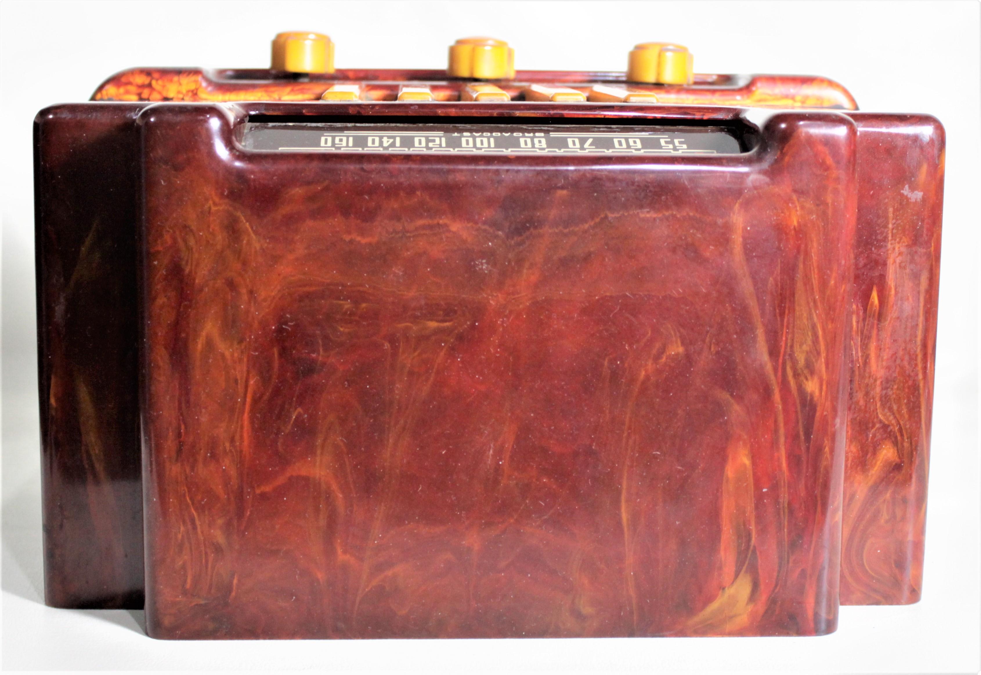 Addison Model 5D Red & Butterscotch Marbled Catalin 'Courthouse' Tube Radio 1