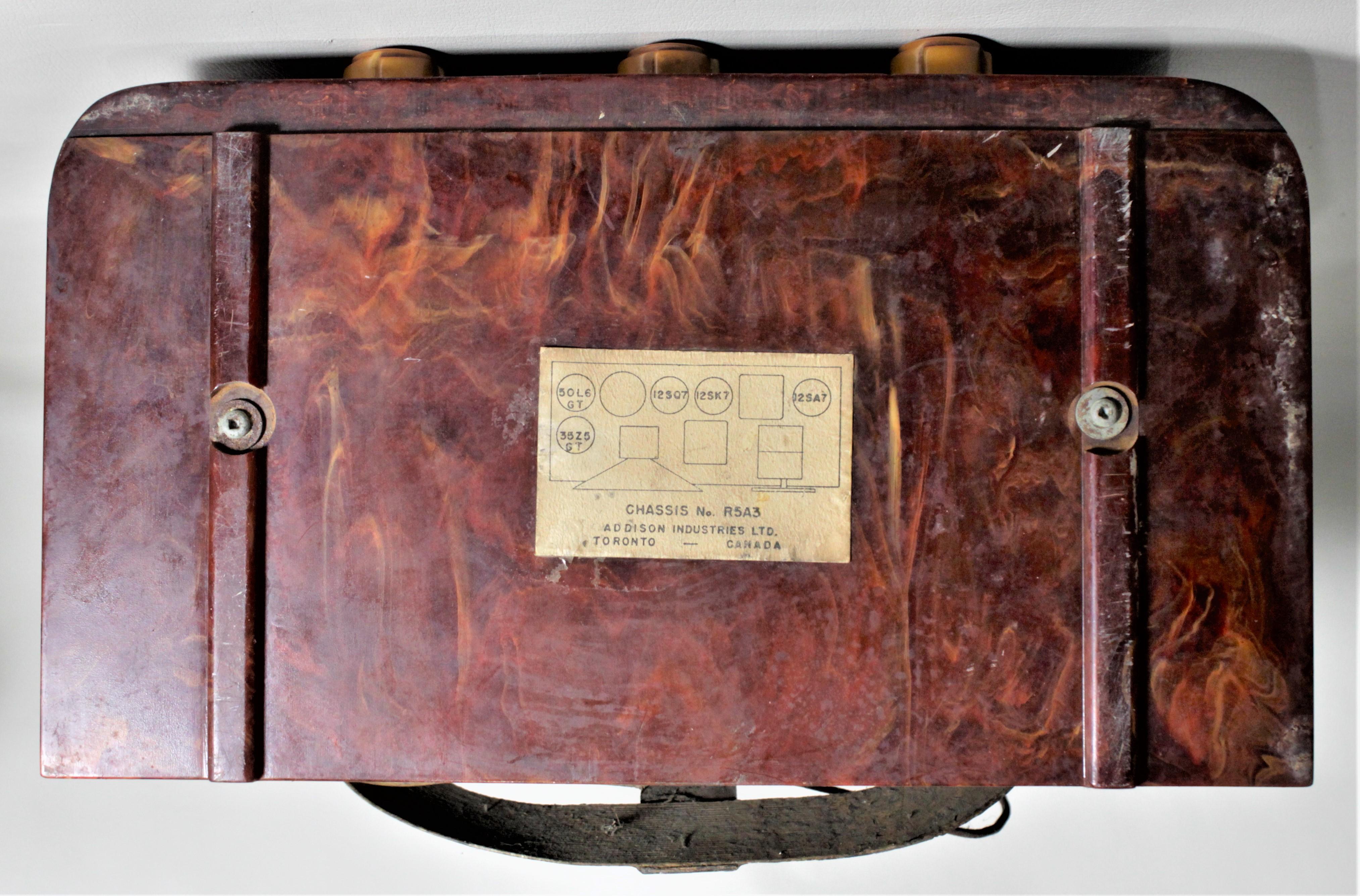 Addison Model 5D Red & Butterscotch Marbled Catalin 'Courthouse' Tube Radio 2