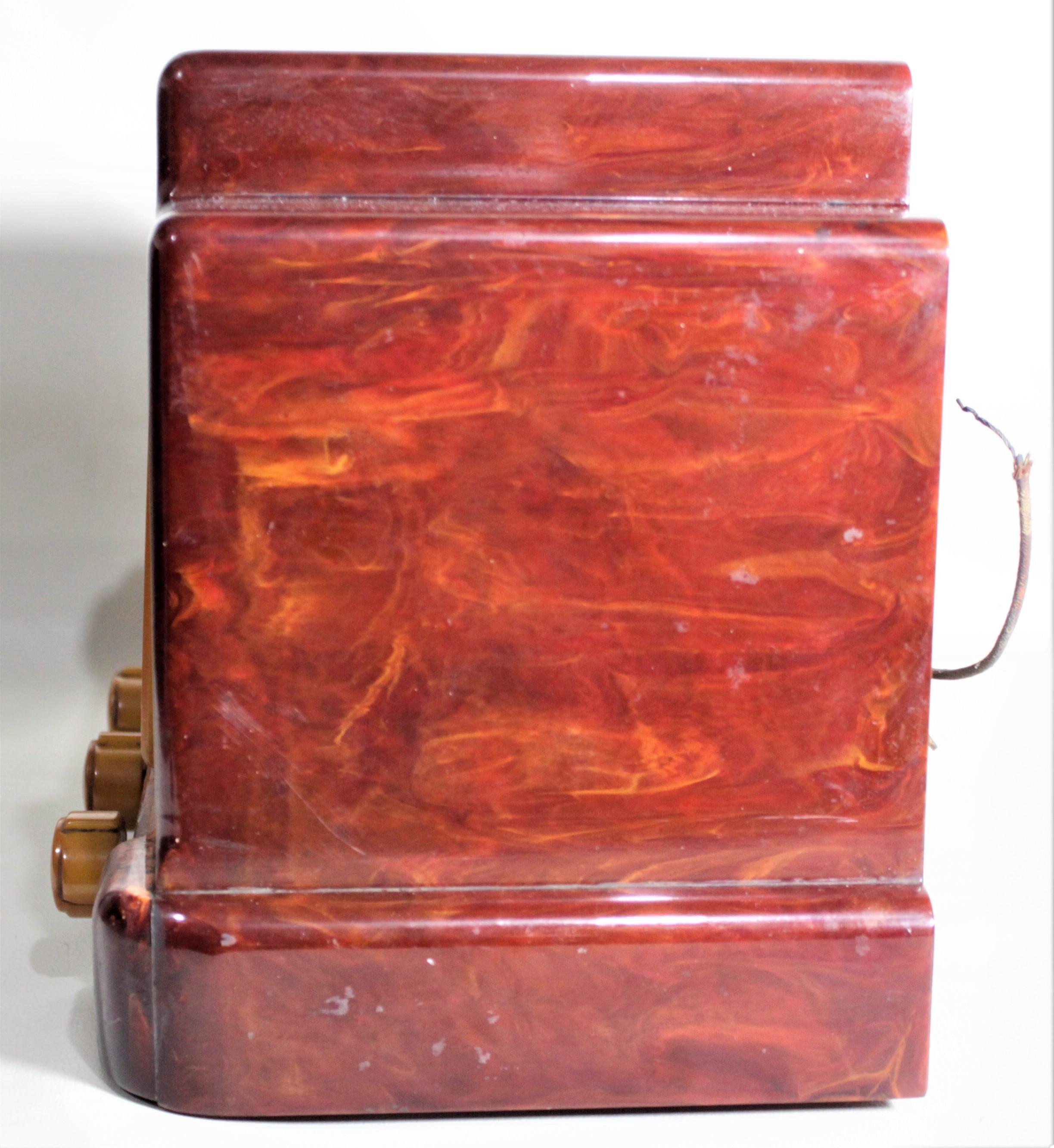 Art Deco Addison Model 5D Red & Butterscotch Marbled Catalin 'Courthouse' Tube Radio
