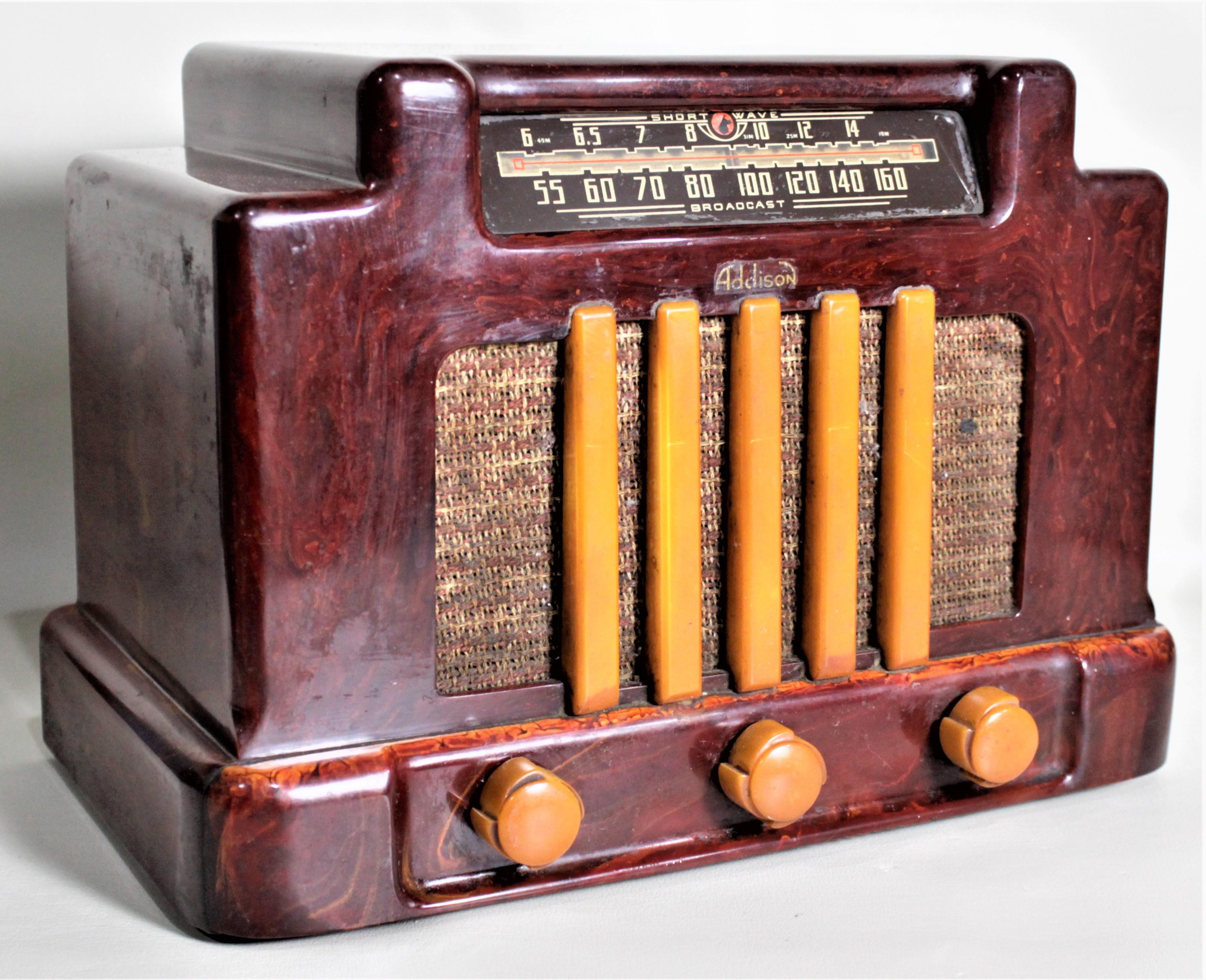 Canadian Addison Model 5D Red & Butterscotch Marbled Catalin 'Courthouse' Tube Radio