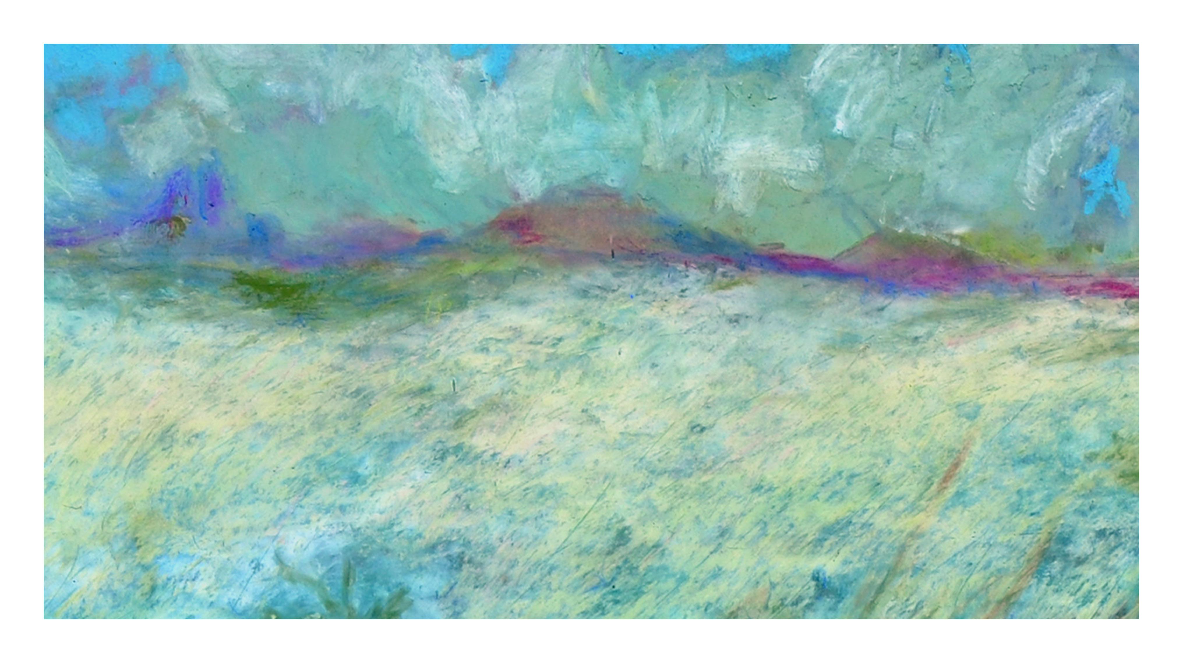 Paysage de montagne bleu - Impressionnisme américain Painting par Addison Robichaud