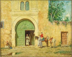 Addison Millar Orientalist Painting " A Cavalier by the Green Door"