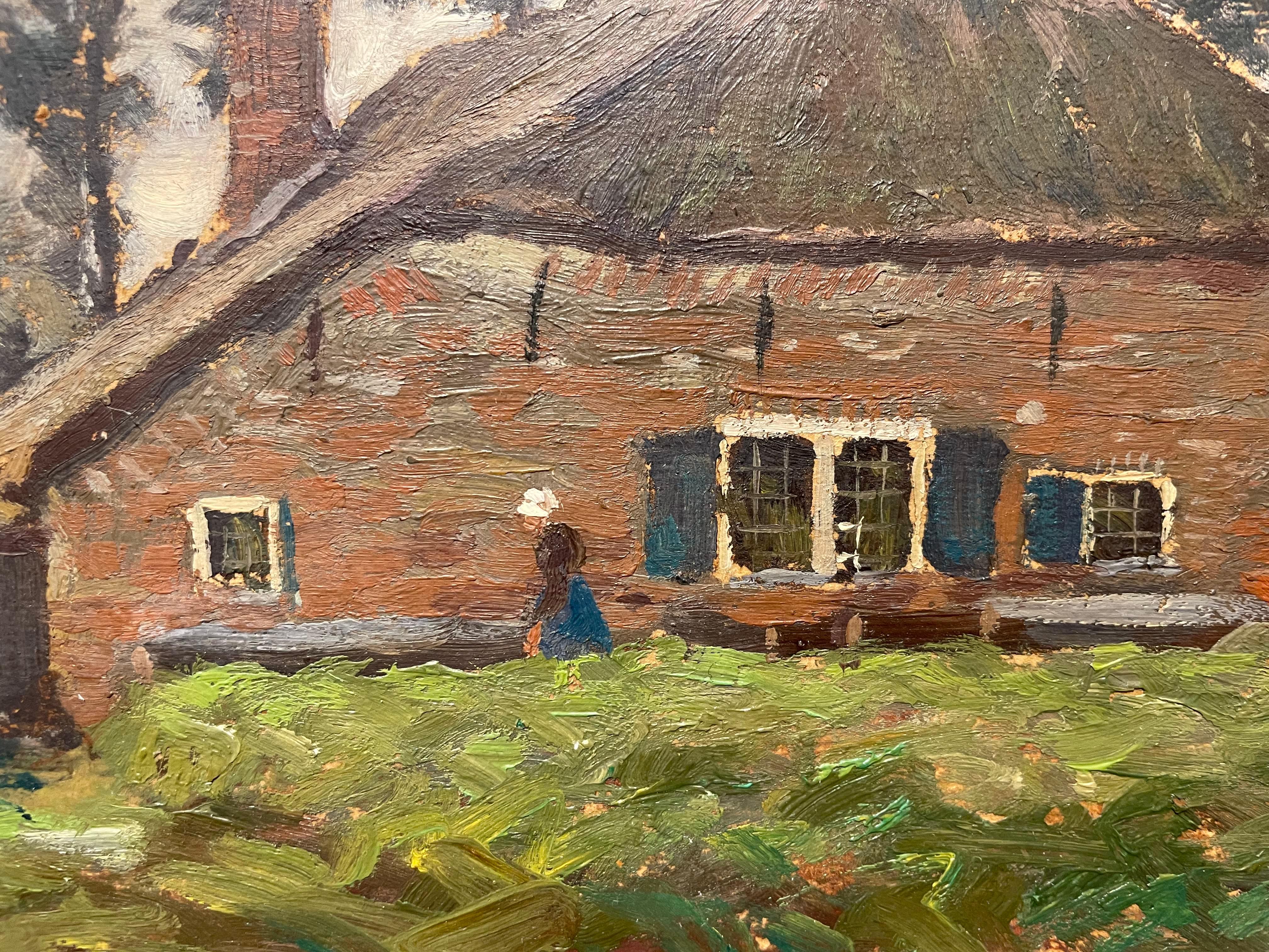Escena de paisaje con granero y árboles, finales del siglo XIX, Artista de Ohio en venta 9