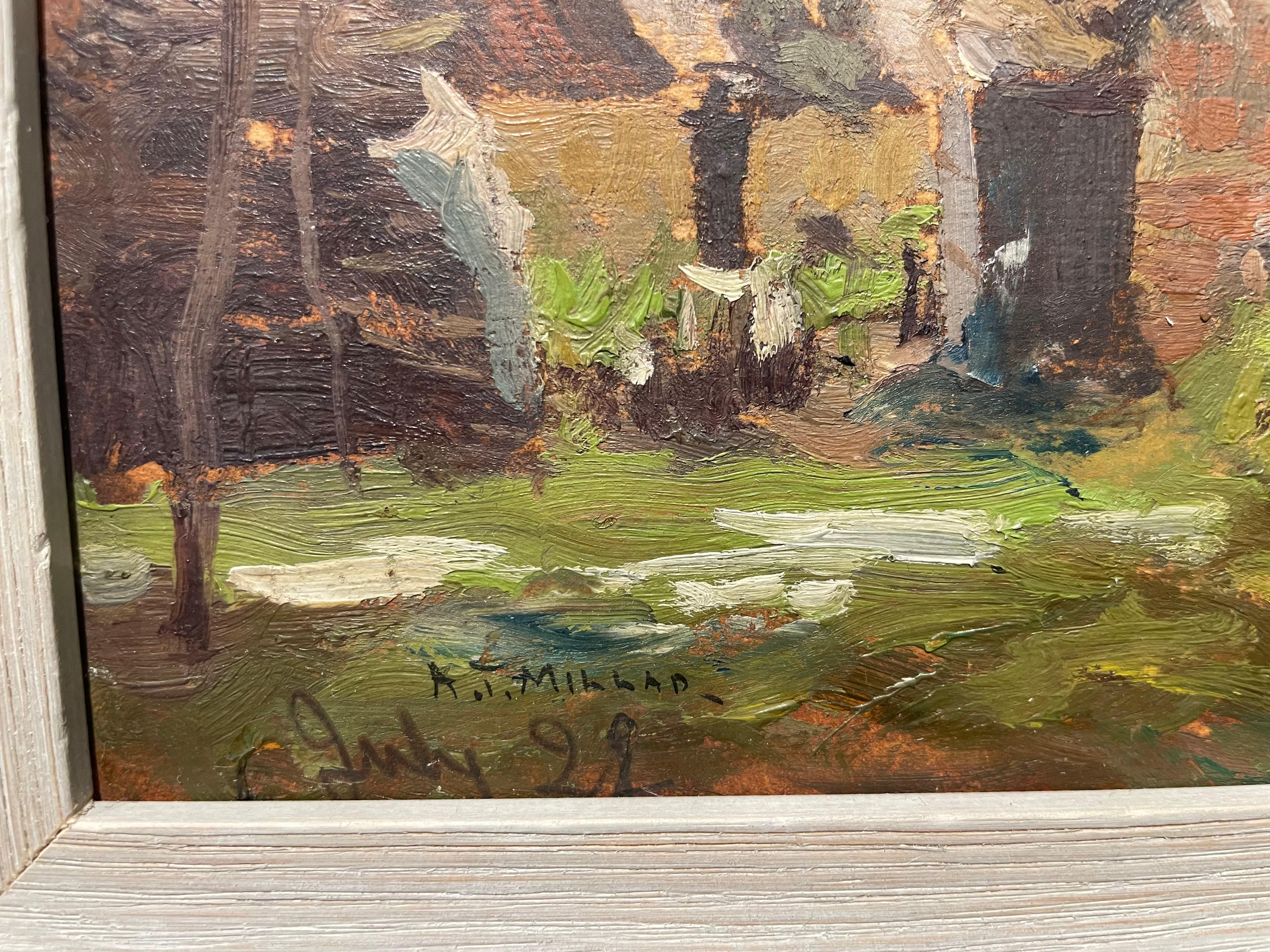 Escena de paisaje con granero y árboles, finales del siglo XIX, Artista de Ohio en venta 10