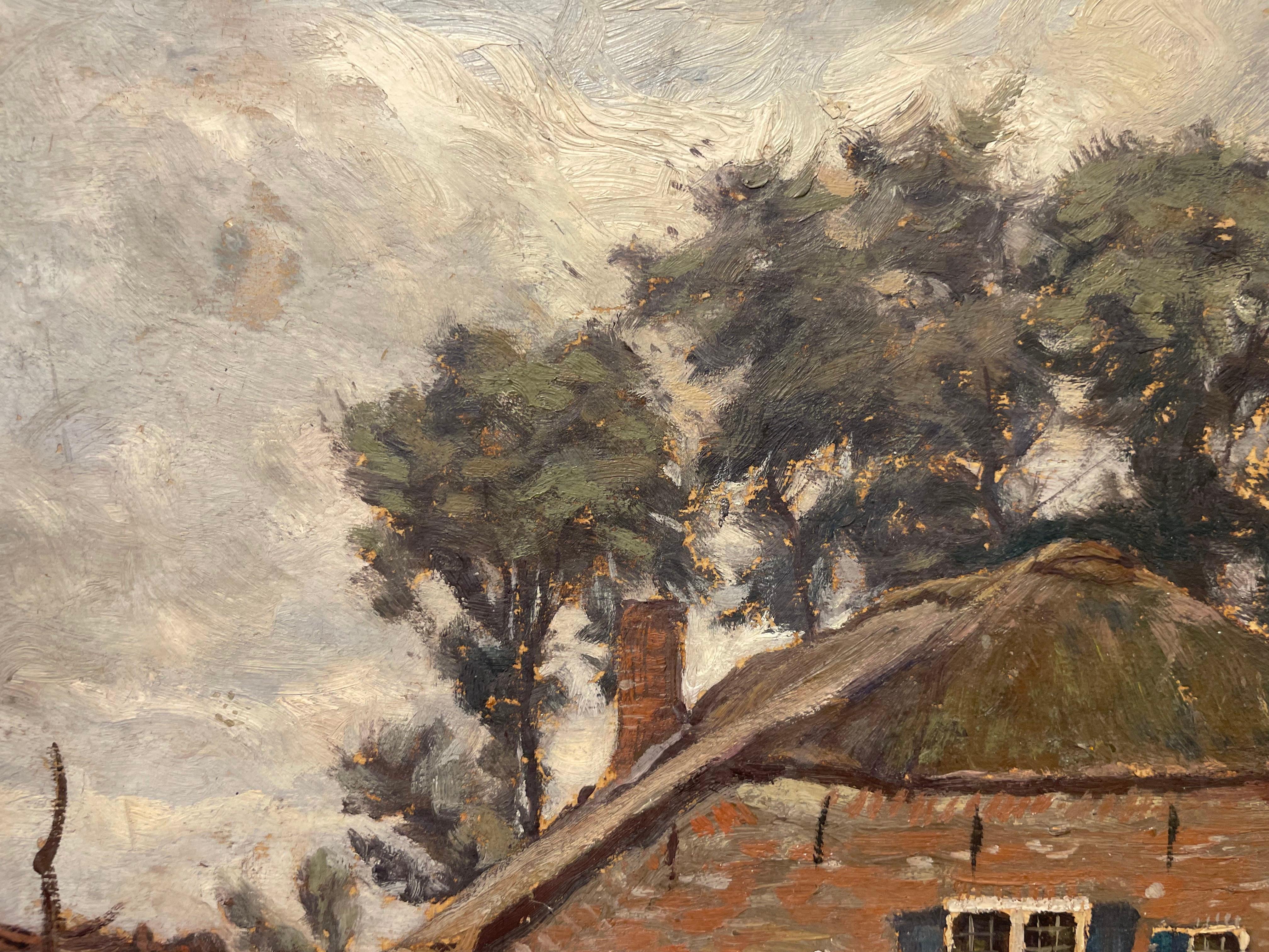 Escena de paisaje con granero y árboles, finales del siglo XIX, Artista de Ohio en venta 11