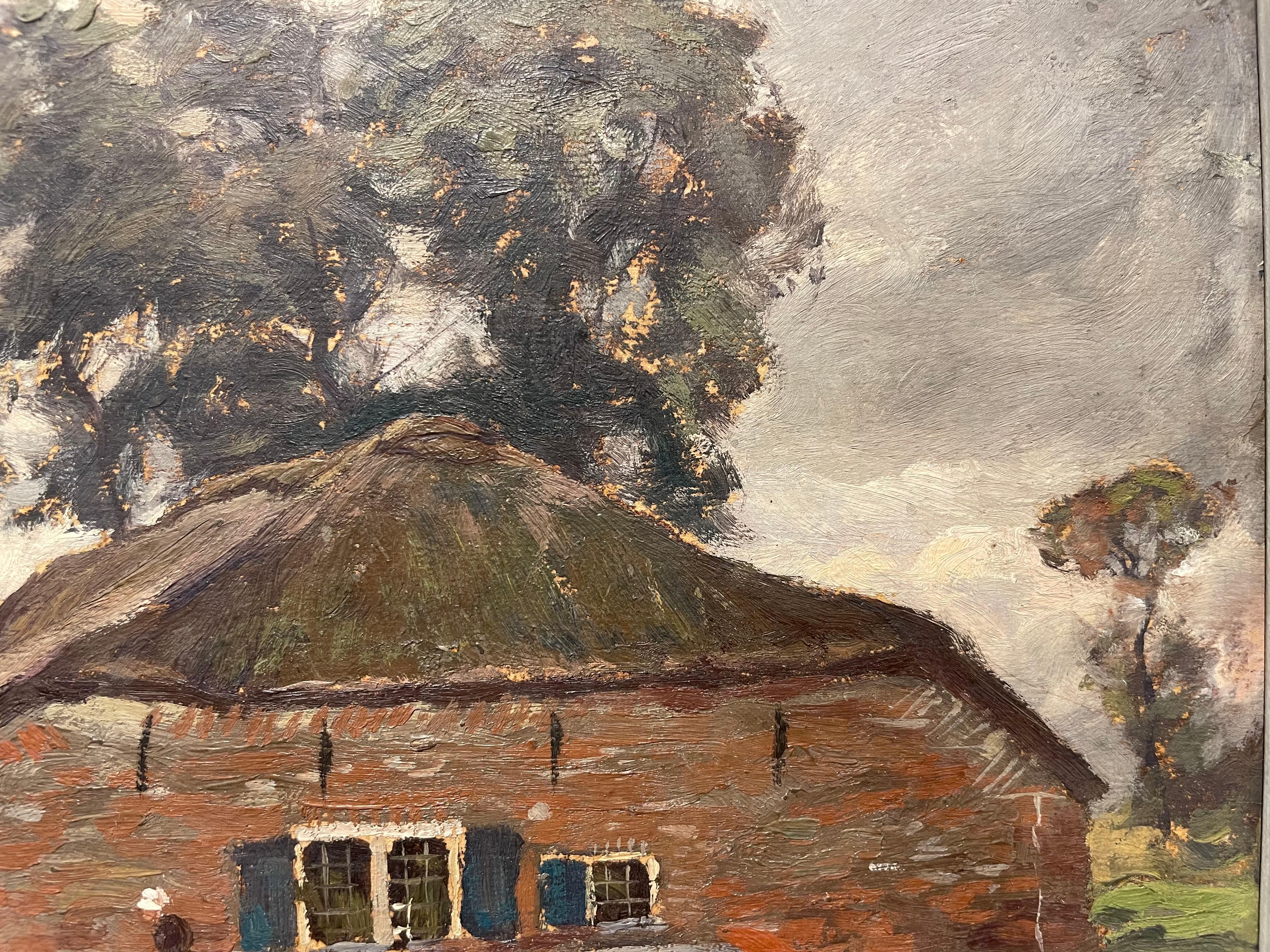 Escena de paisaje con granero y árboles, finales del siglo XIX, Artista de Ohio en venta 12