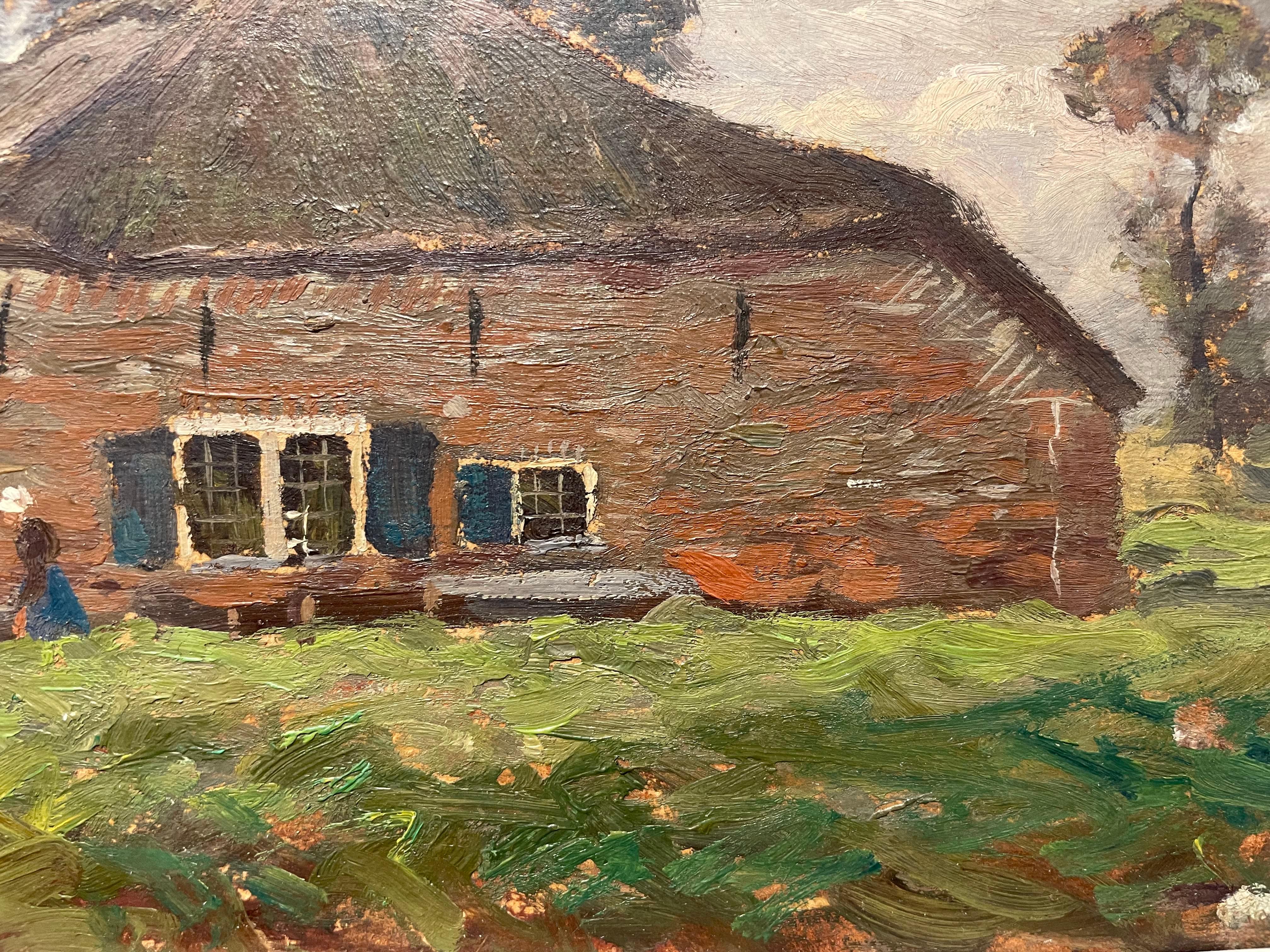 Escena de paisaje con granero y árboles, finales del siglo XIX, Artista de Ohio en venta 13