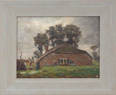 Landscape Scene with Barn and Trees, Late 19th Century, Ohio Artist