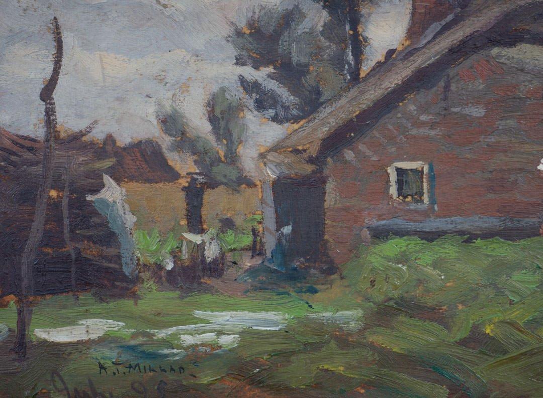 Addison Thomas Millar (American, 1860-1913)
Barn scene, 1892
Oil on board
Signed and dated lower left
10.25 x 13.5 inches
15 x 18.5 inches, framed

Addison Thomas Millar was an American painter and artist; best known for his genre scenes and
