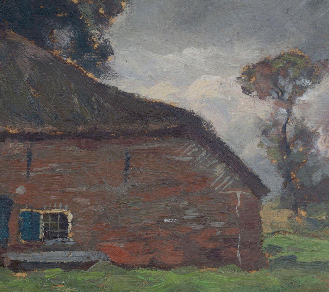 Landscape Scene with Barn and Trees, Late 19th Century, Ohio Artist For Sale 1