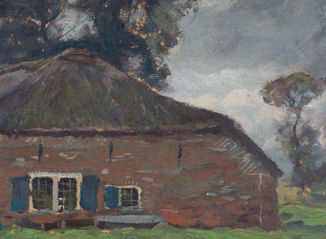 Landscape Scene with Barn and Trees, Late 19th Century, Ohio Artist For Sale 2